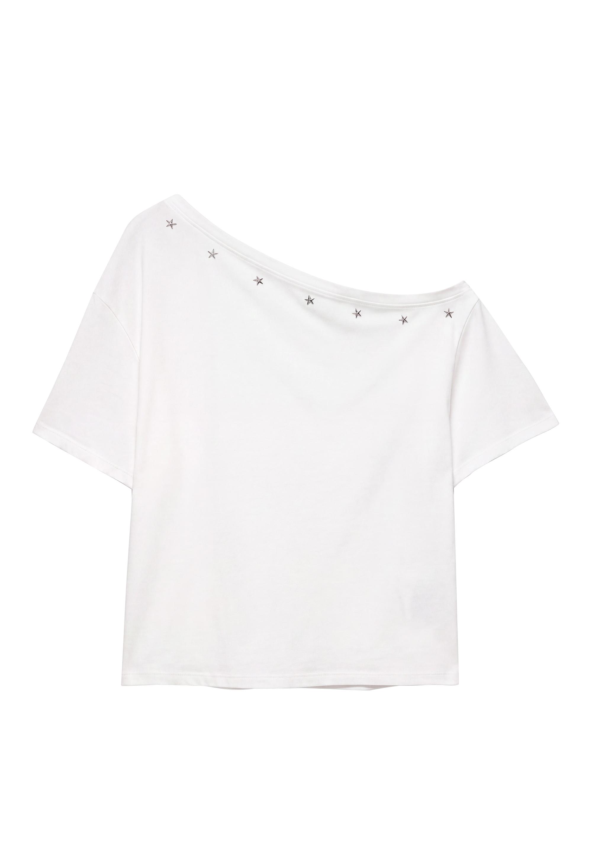 Asymmetric star T-shirt — White