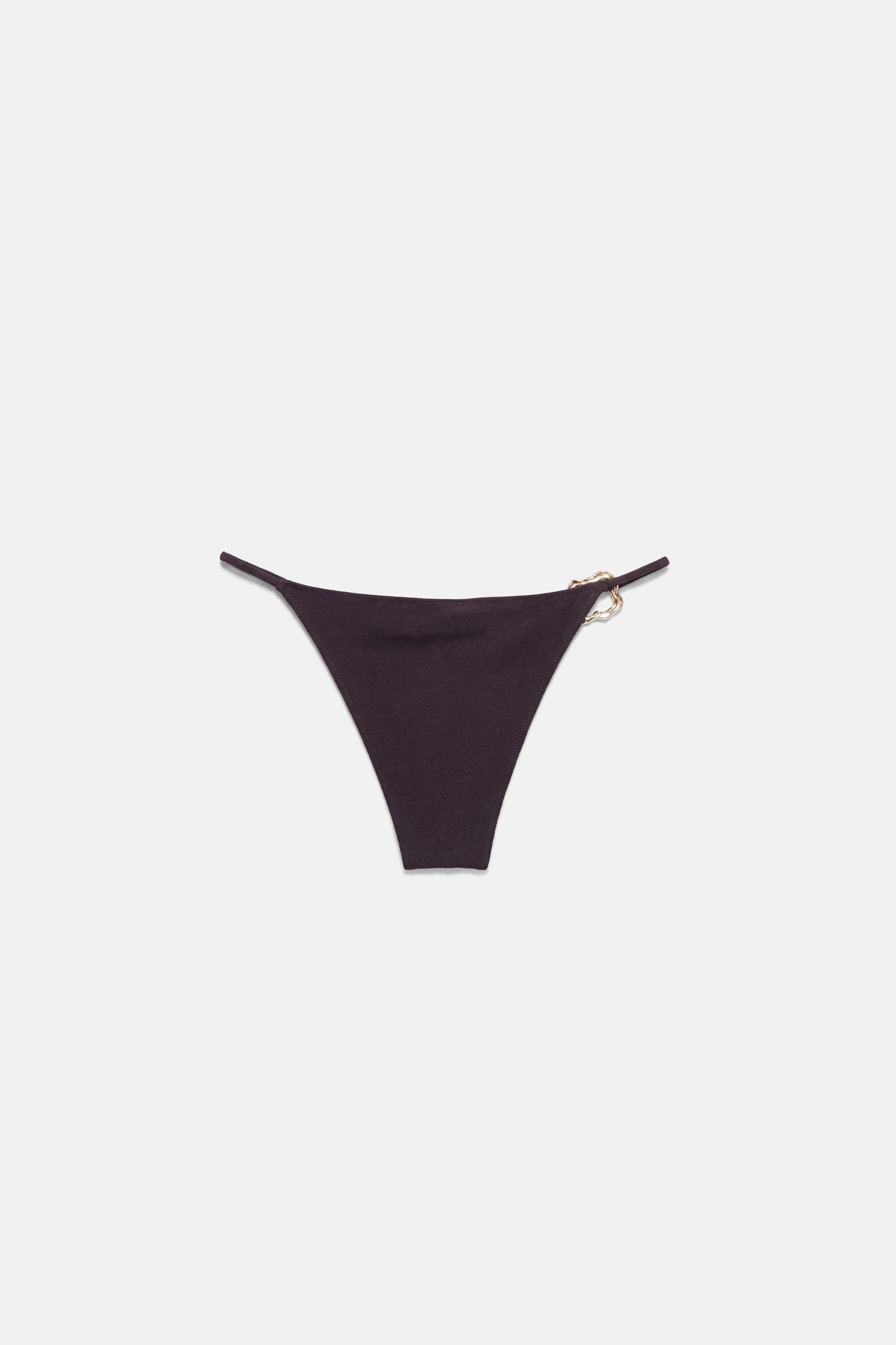 Bikini bottoms with metal detail — Brown