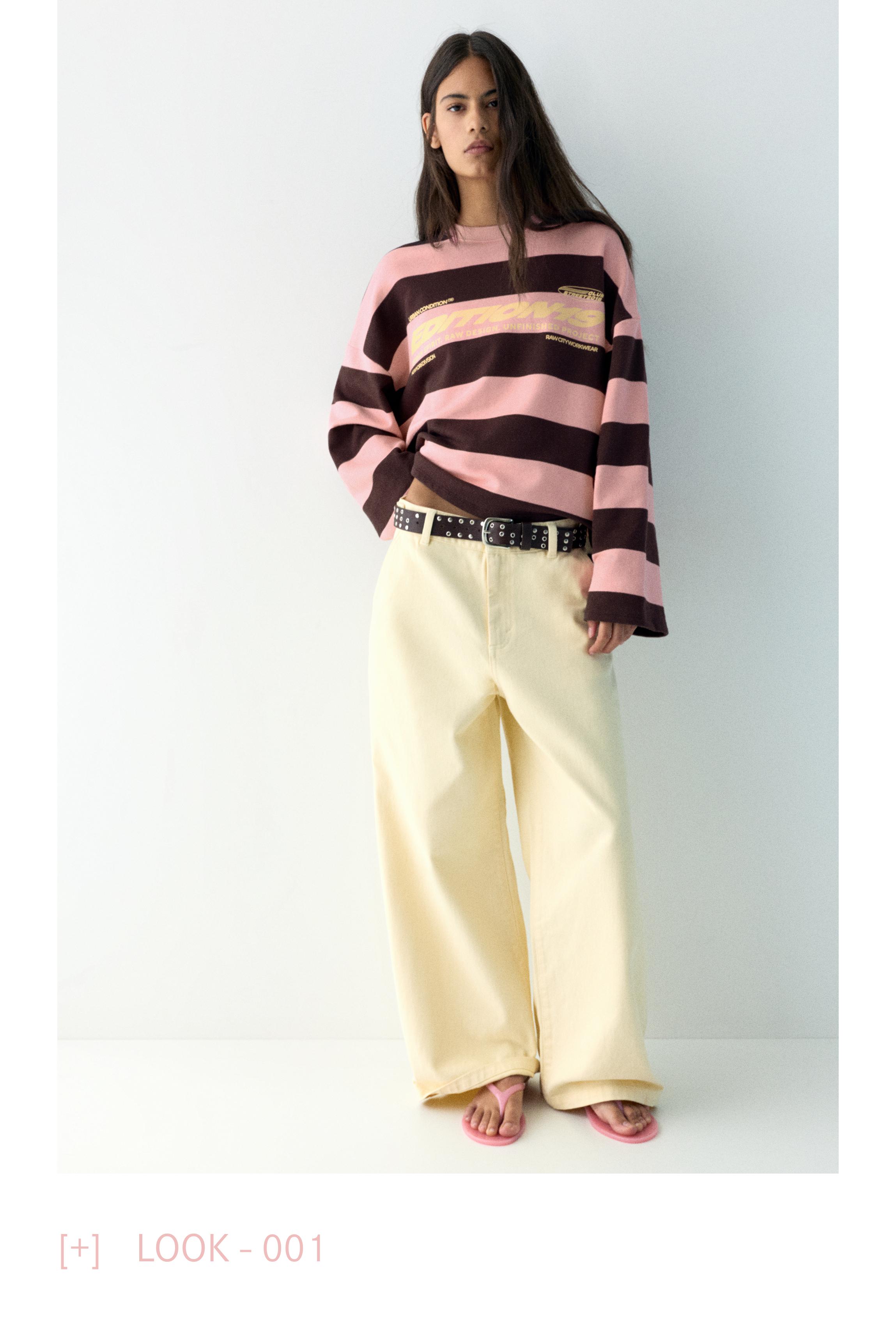 Bisiklet yaka çizgili yazılı sweatshirt - Görsel 16