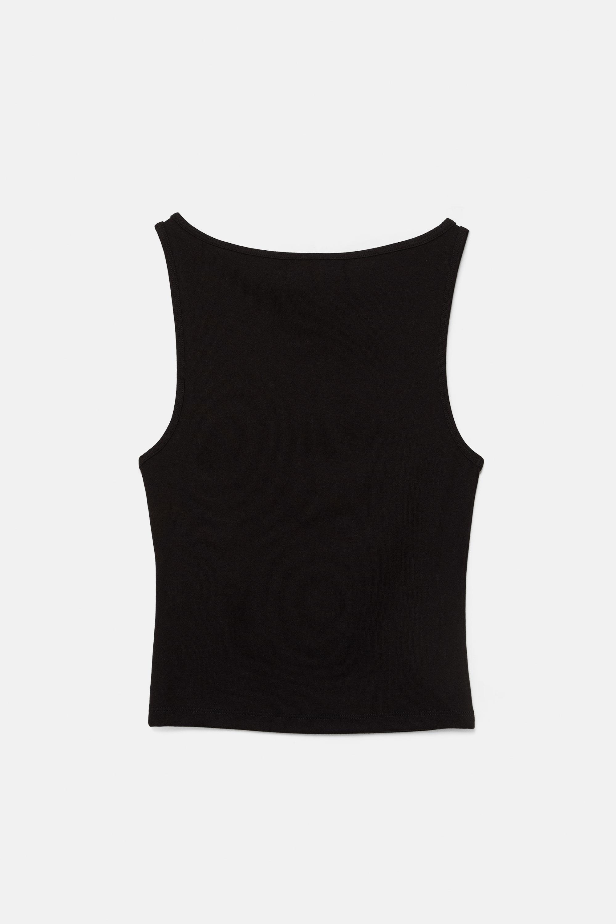 Boat neck tank top — Black