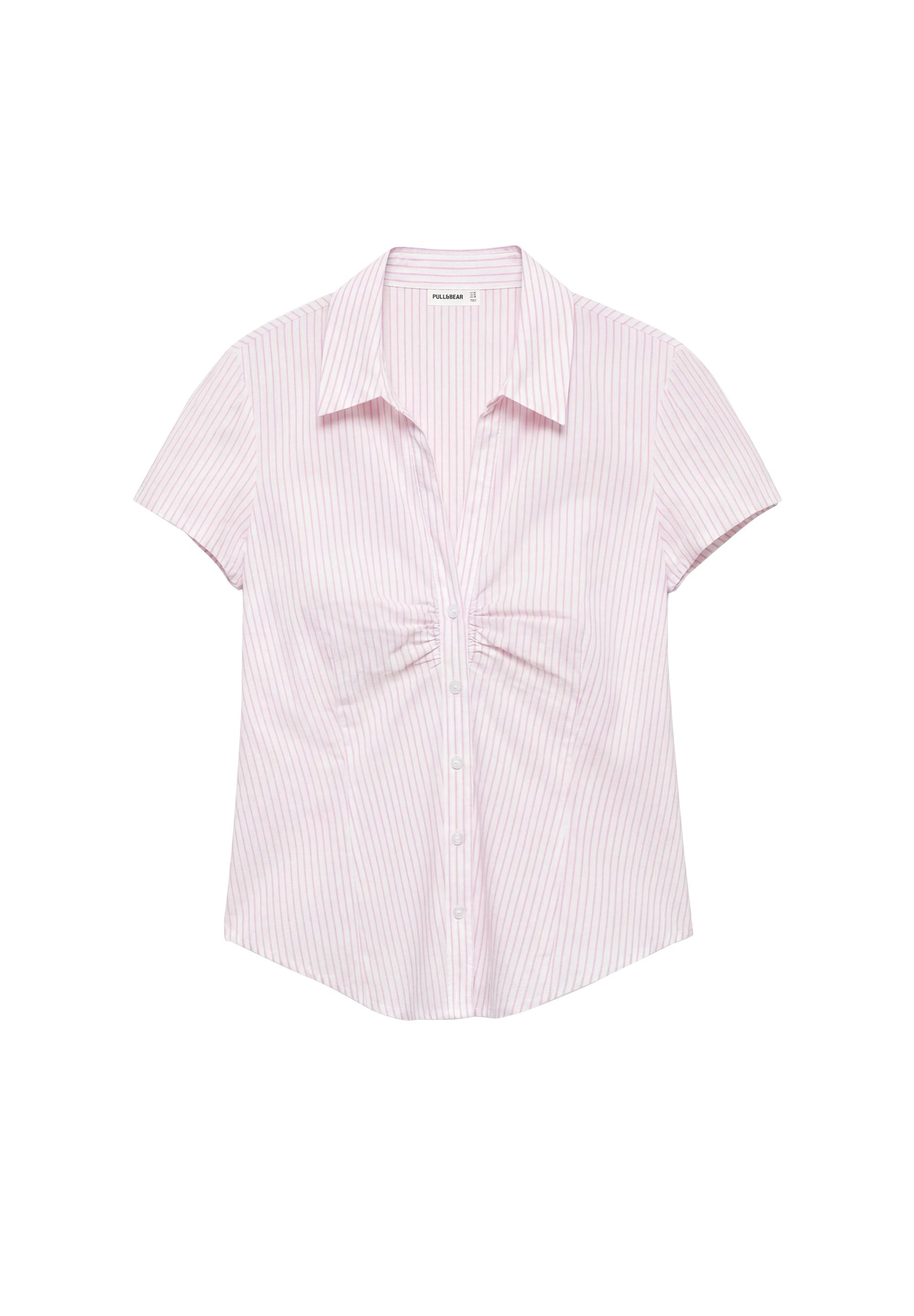 Slim fit short sleeve shirt — Pink/White