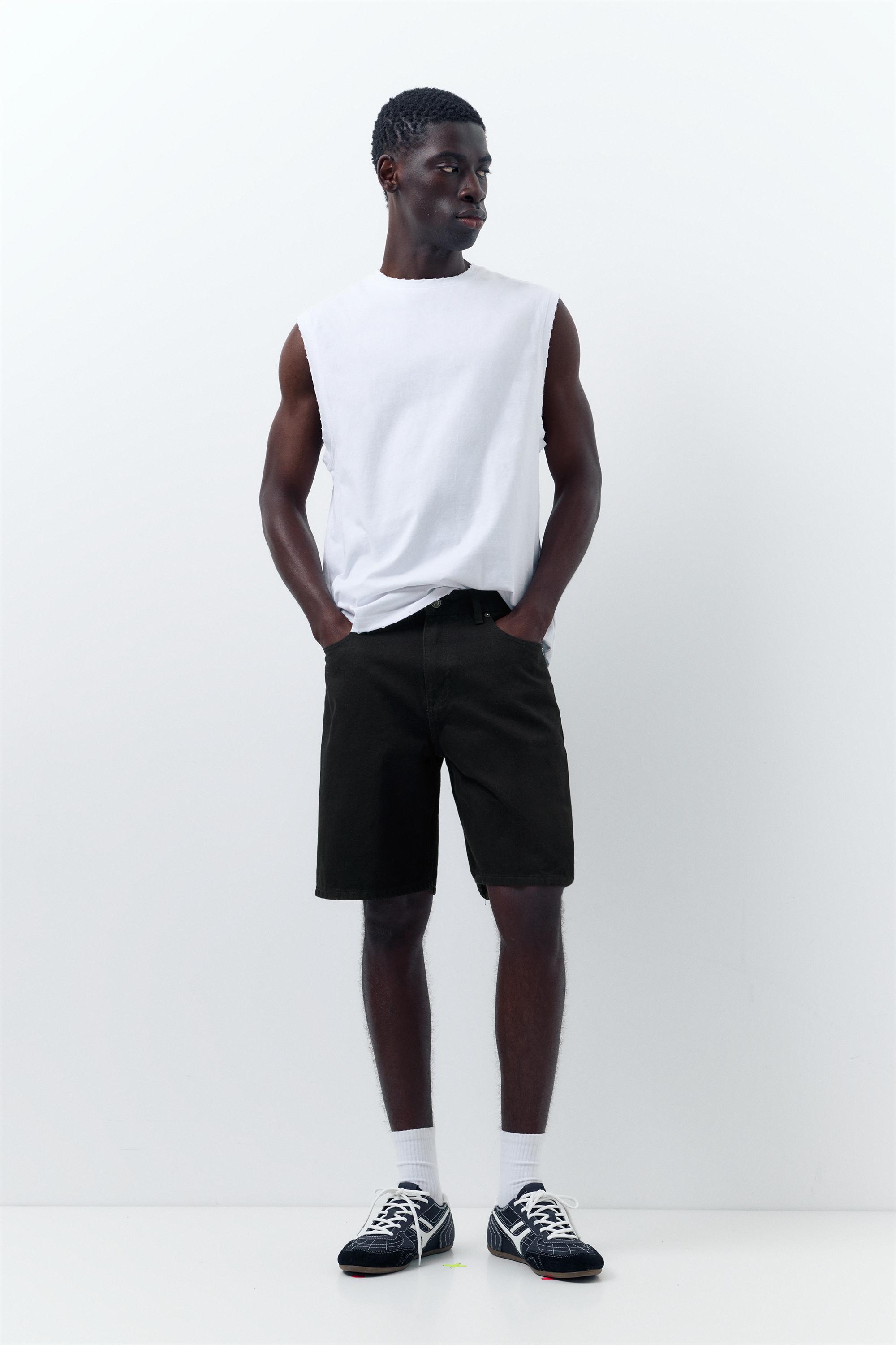 Standard denim Bermuda shorts — Black