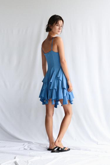 Short strappy flared dress — Blue 3