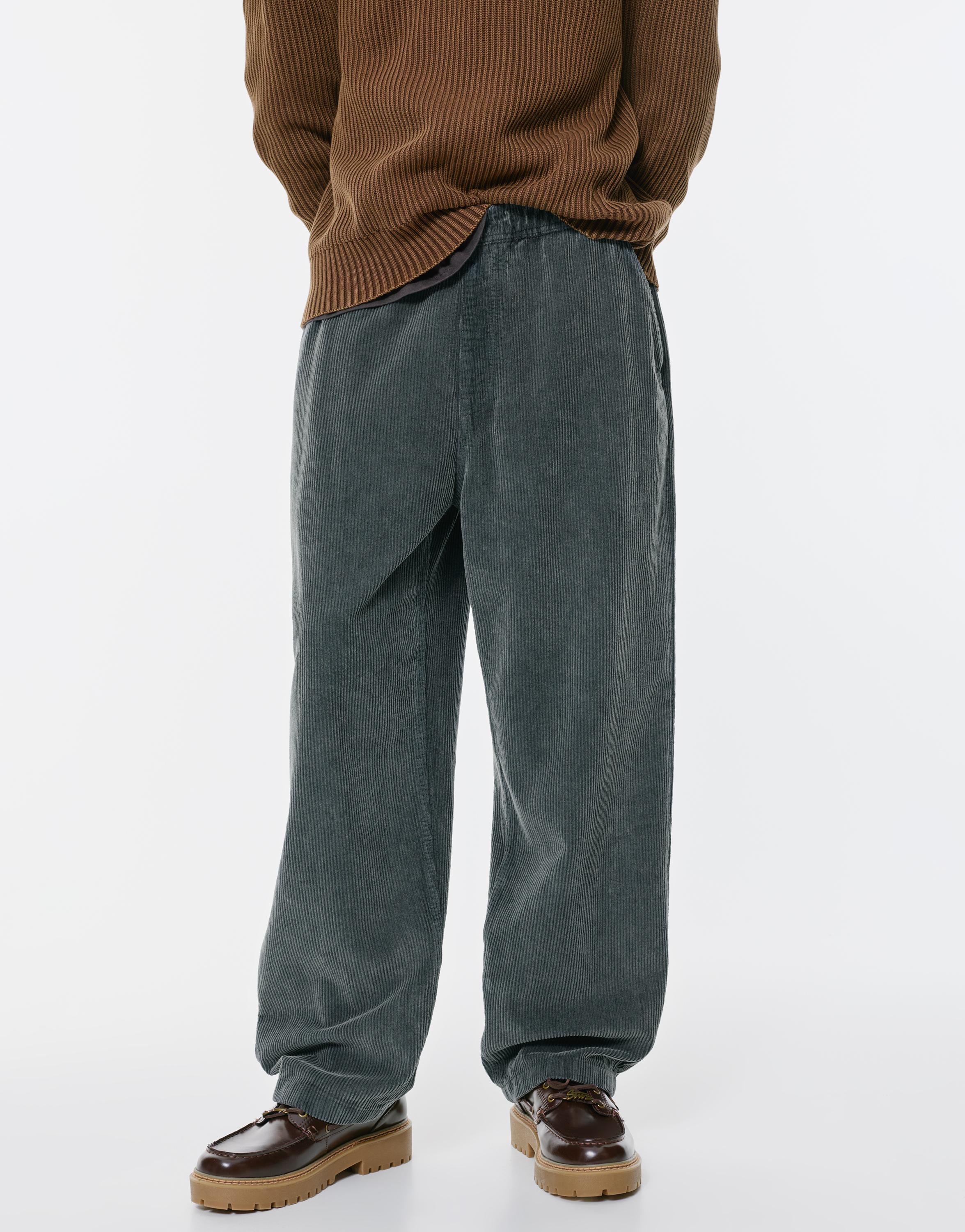 Kordonlu baggy kadife jogger pantolon - Görsel 6