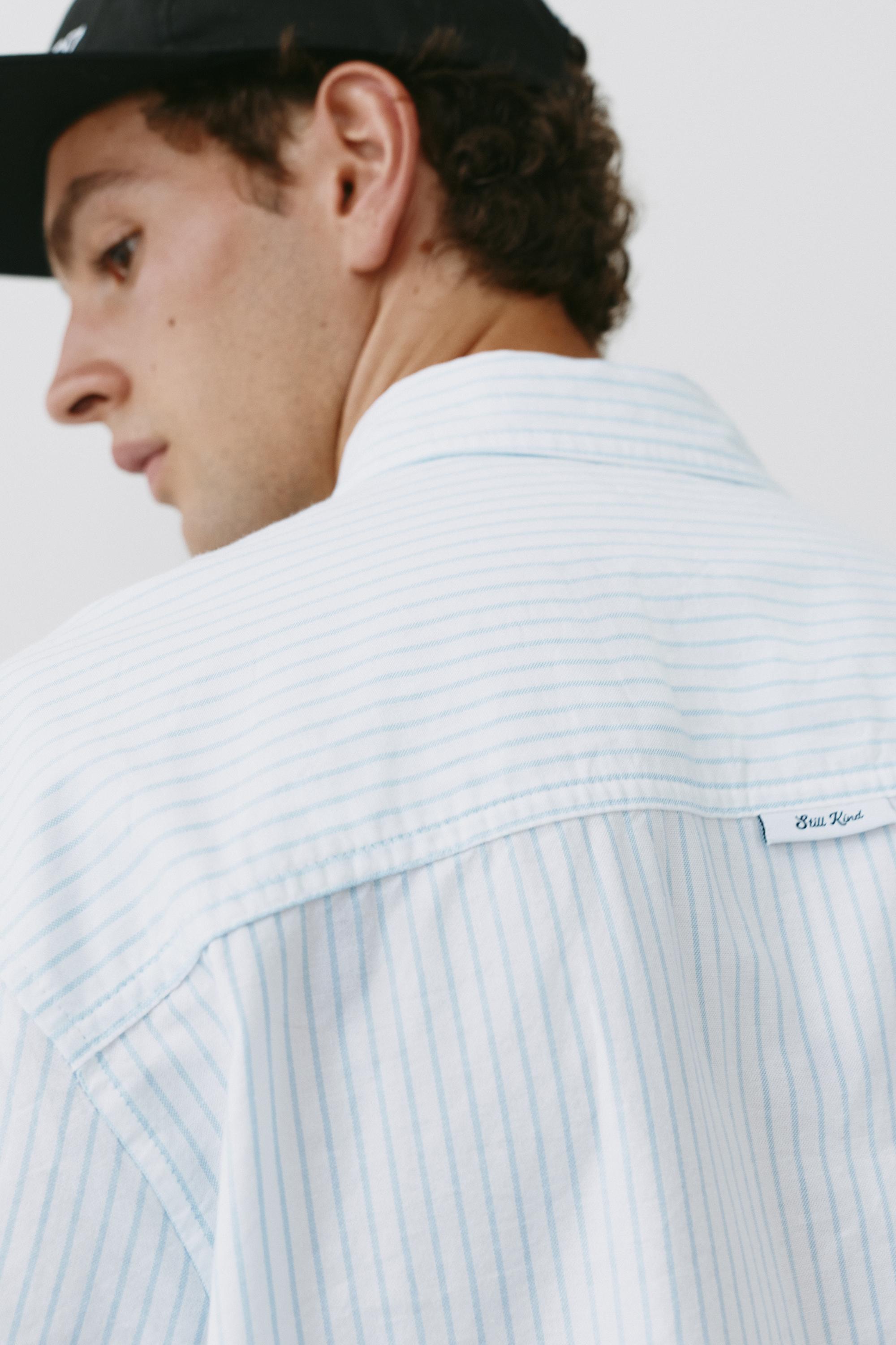 Striped short sleeve shirt — Pale ecru