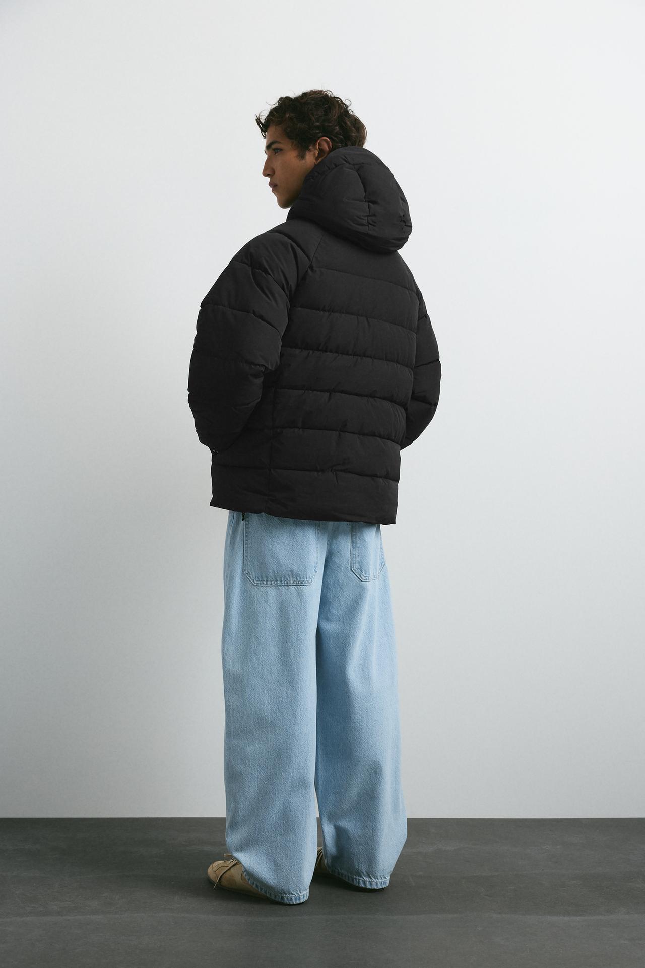 STWD hooded puffer jacket — Black