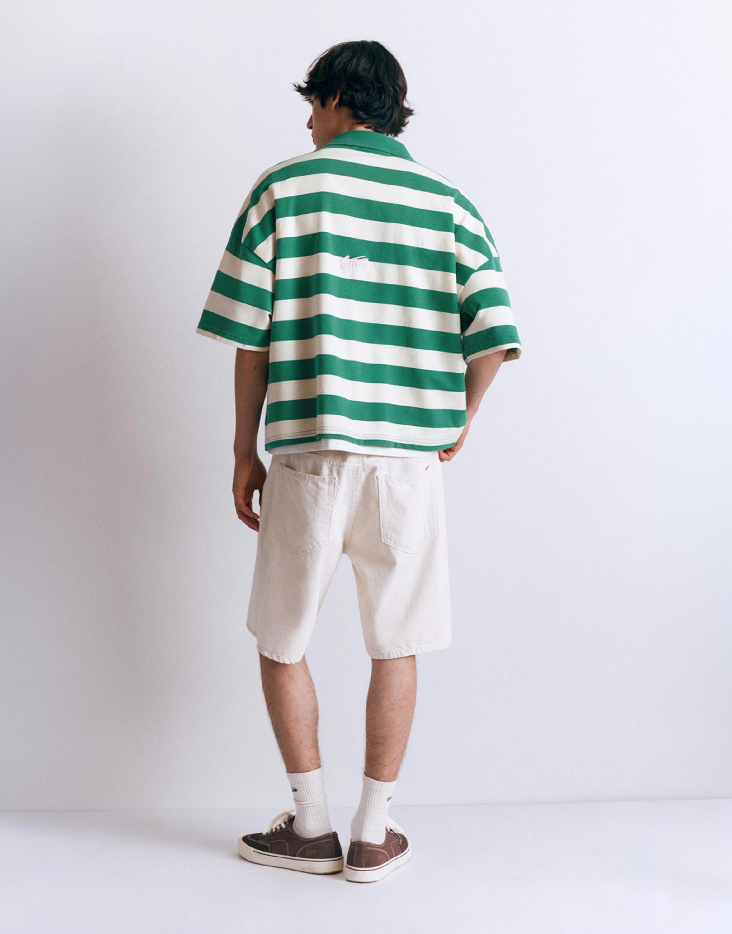 Çizgili boxy polo t-shirt - Görsel 19