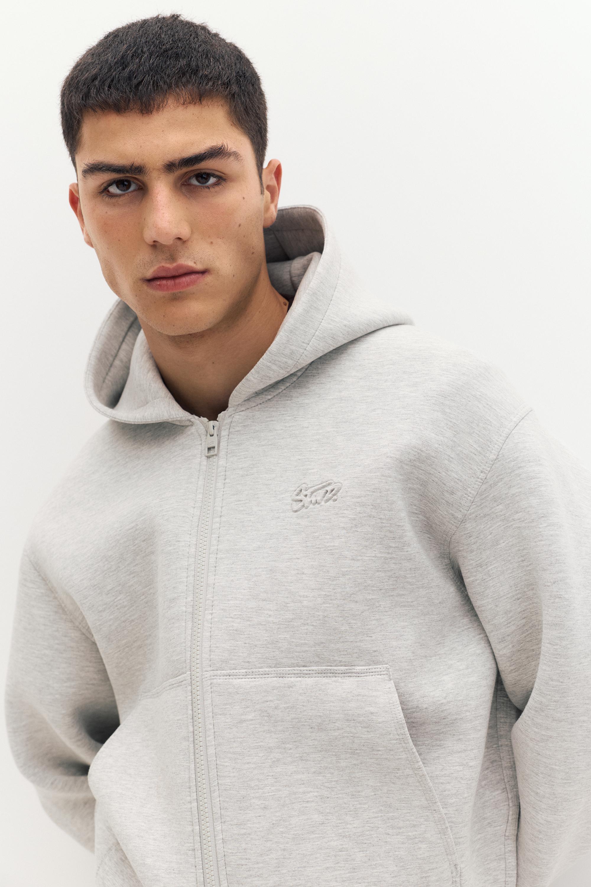 Neoprene-effect hoodie — Grey