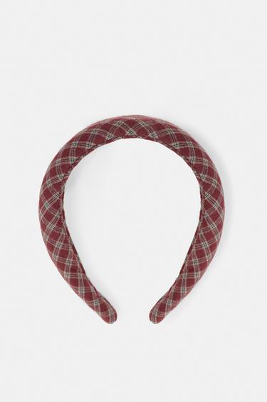 Wide check headband — Maroon 1
