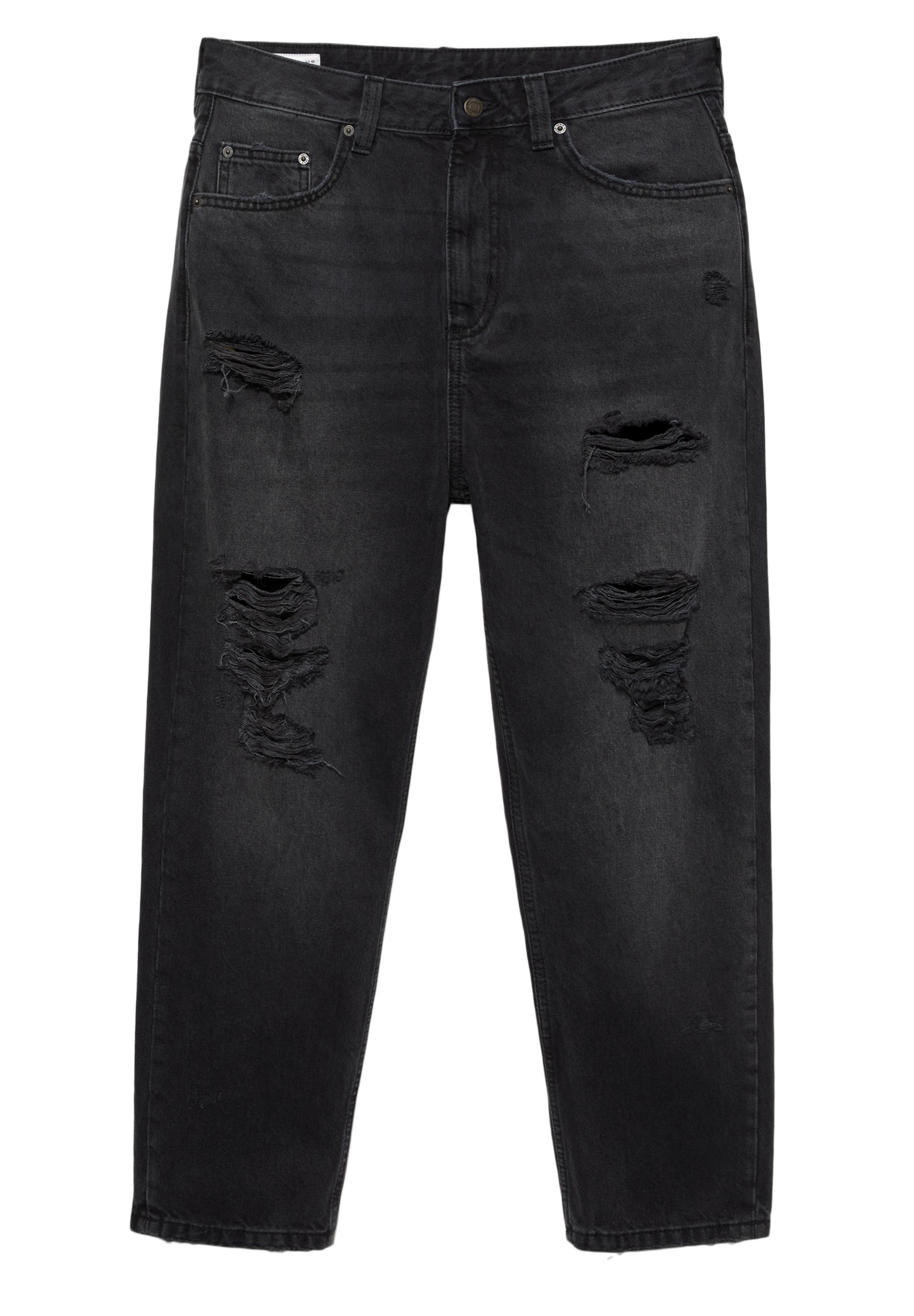 Relaxed fit ripped jeans — Faded black