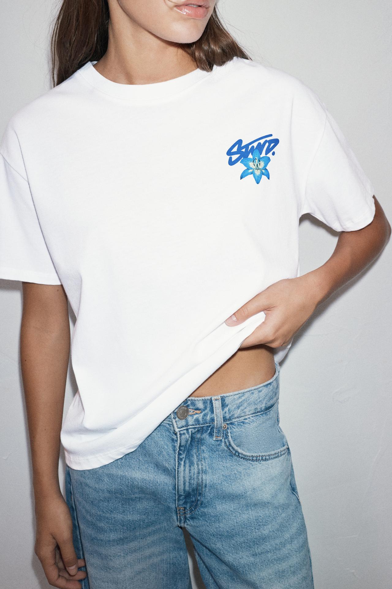STWD T-shirt with flower graphic — White