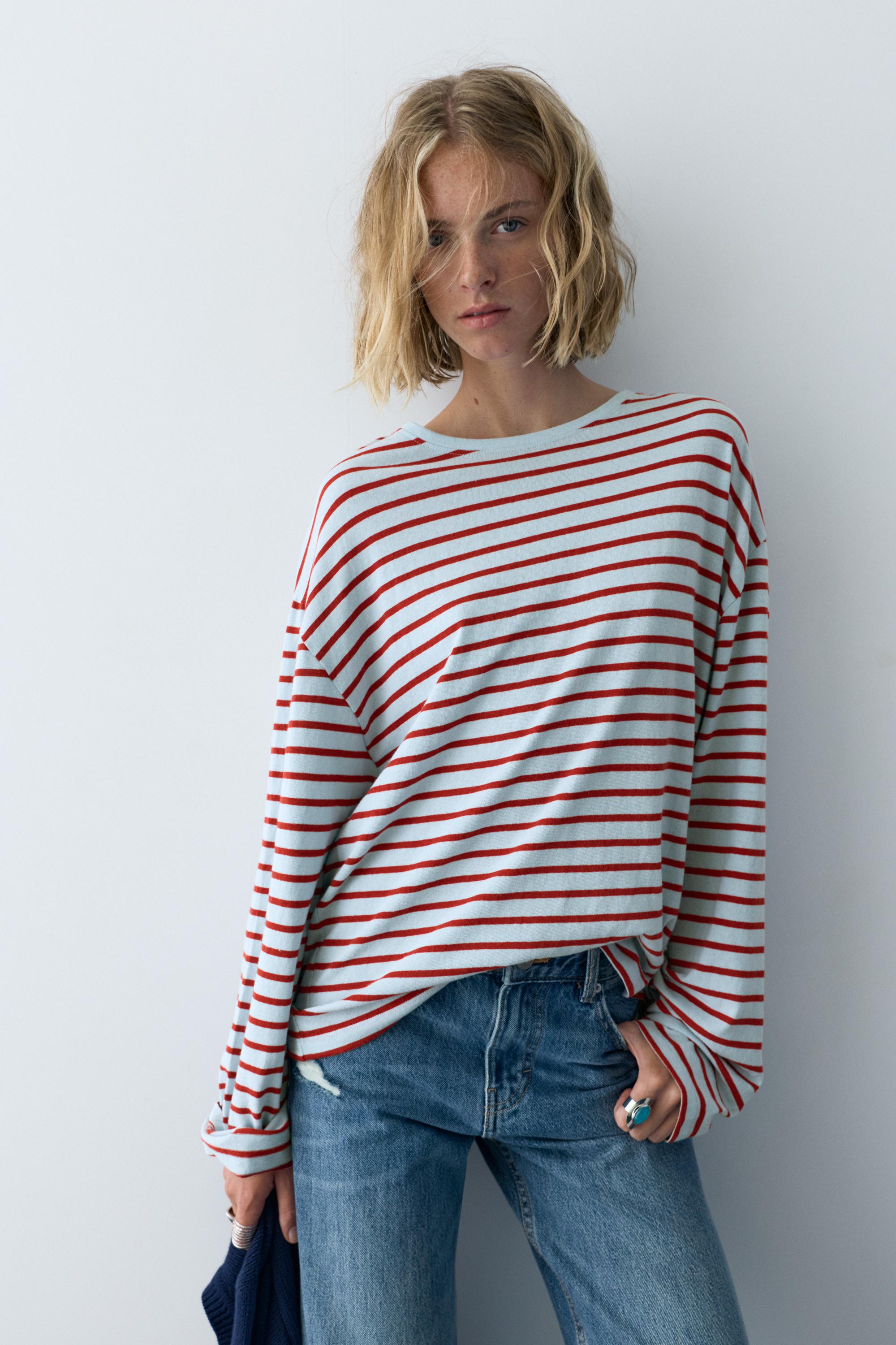 Çizgili uzun kollu t-shirt - Görsel 12