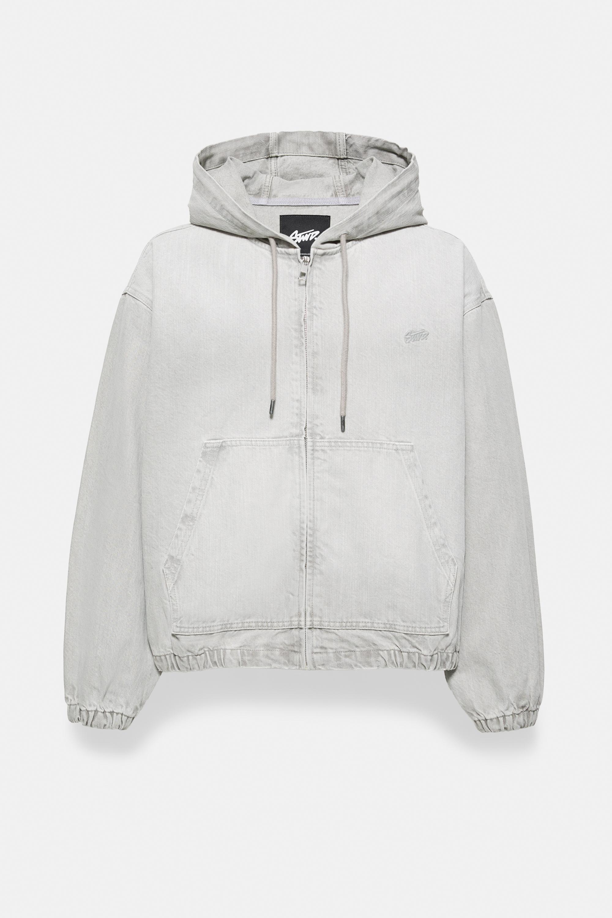 STWD zip-up hooded jacket — Pale grey