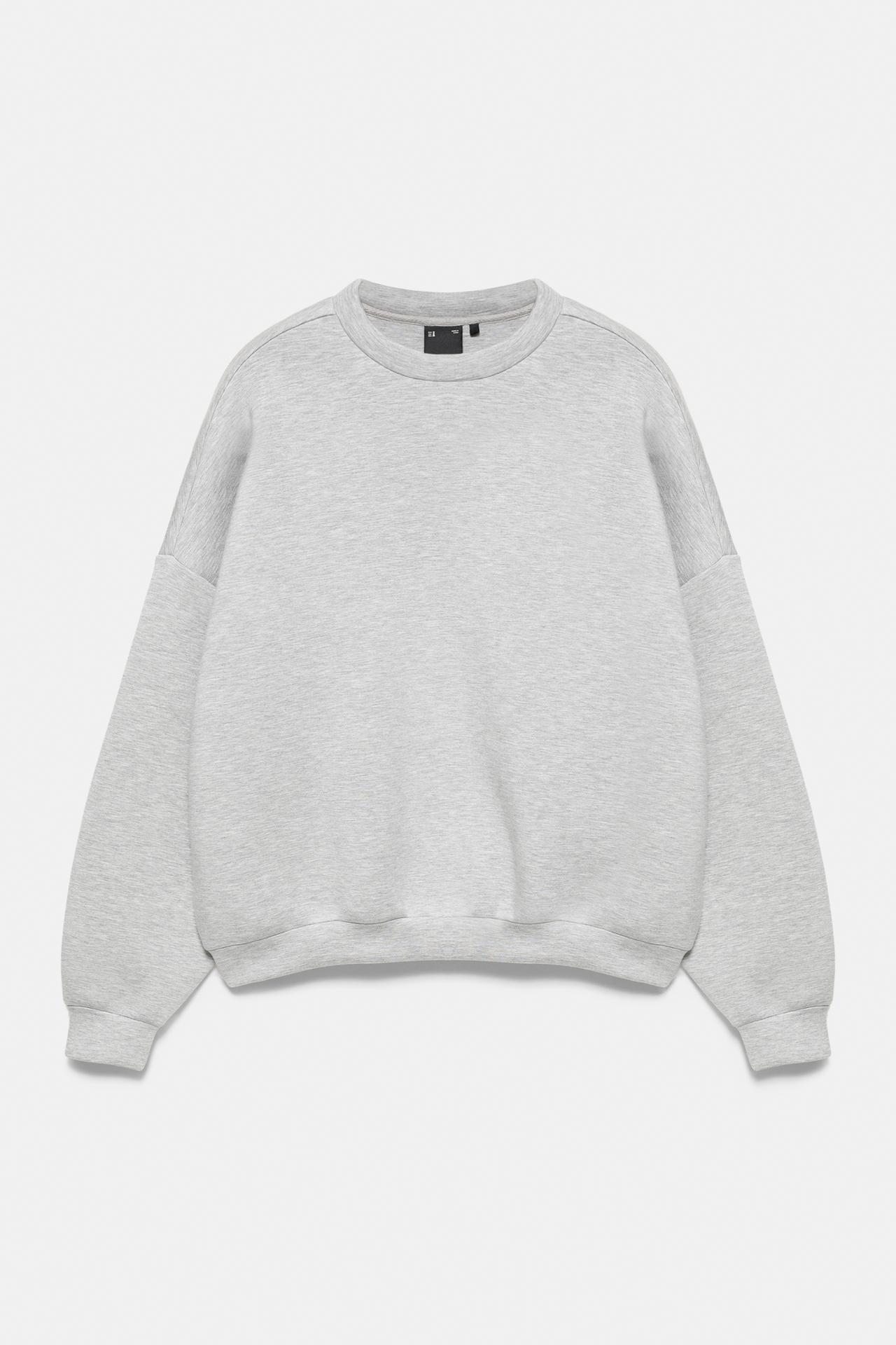 Interlock round neck sweatshirt — Grey marl