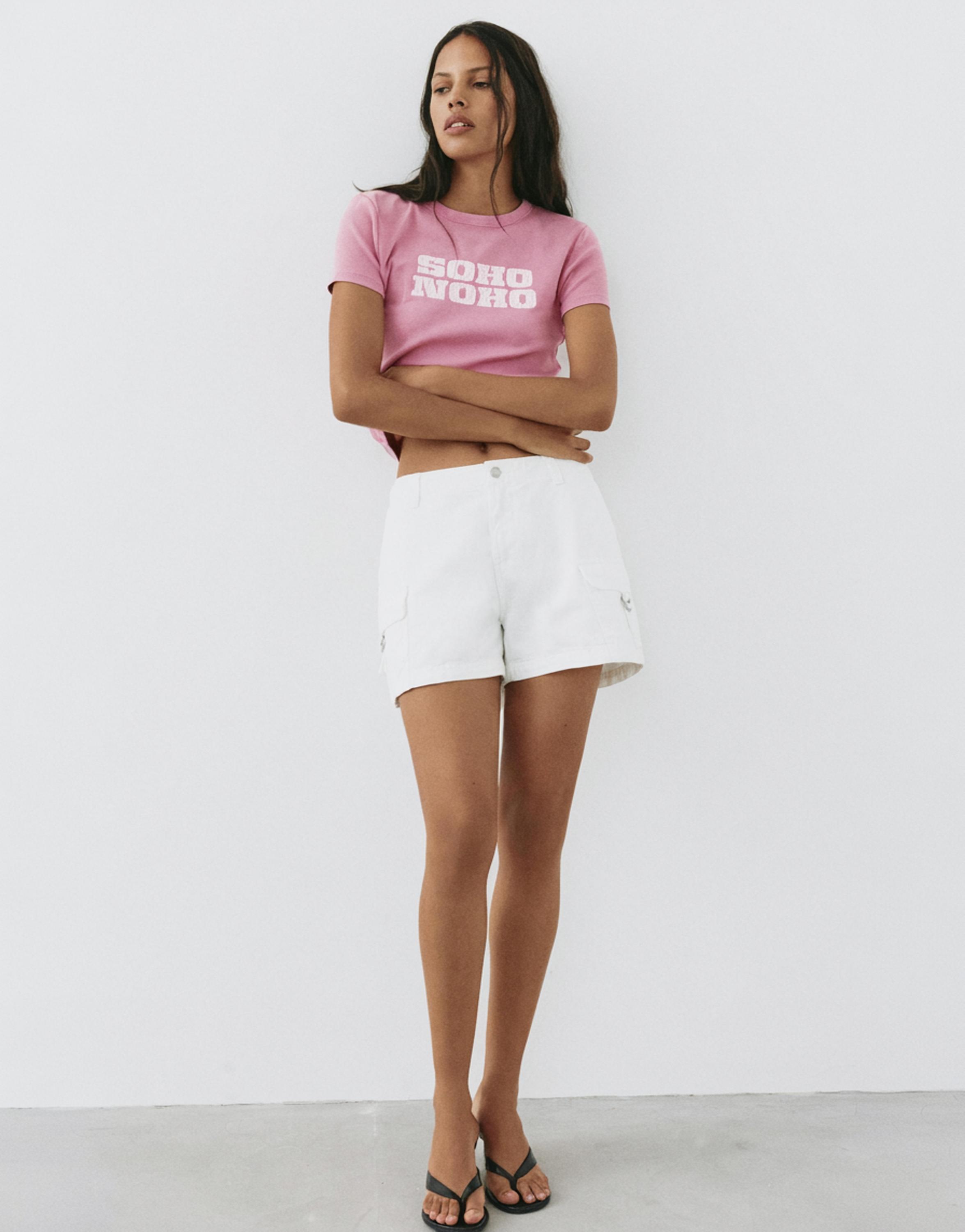 Crackled text graphic T-shirt — Pink