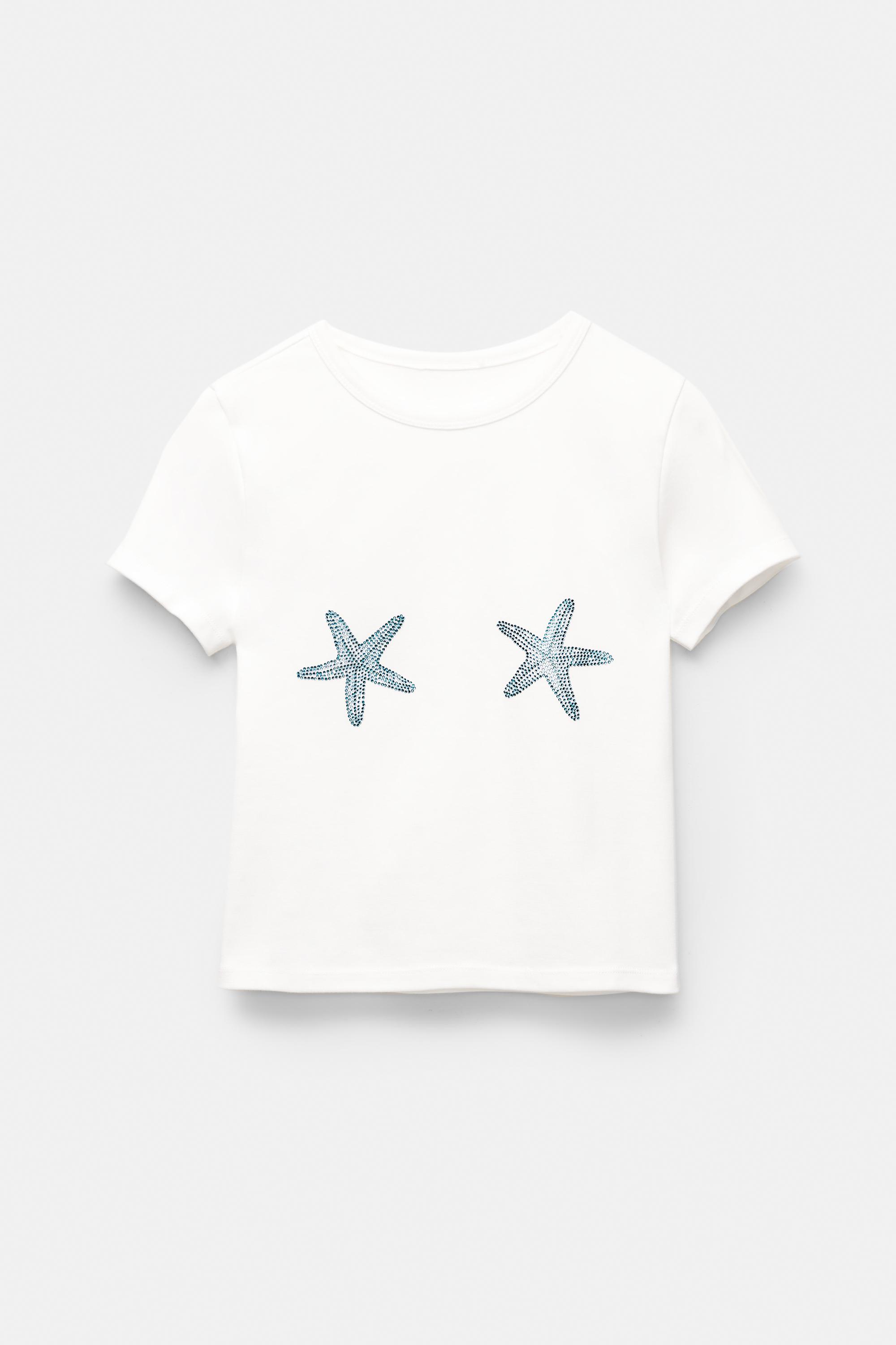 T-Shirt Mit Strasssternen