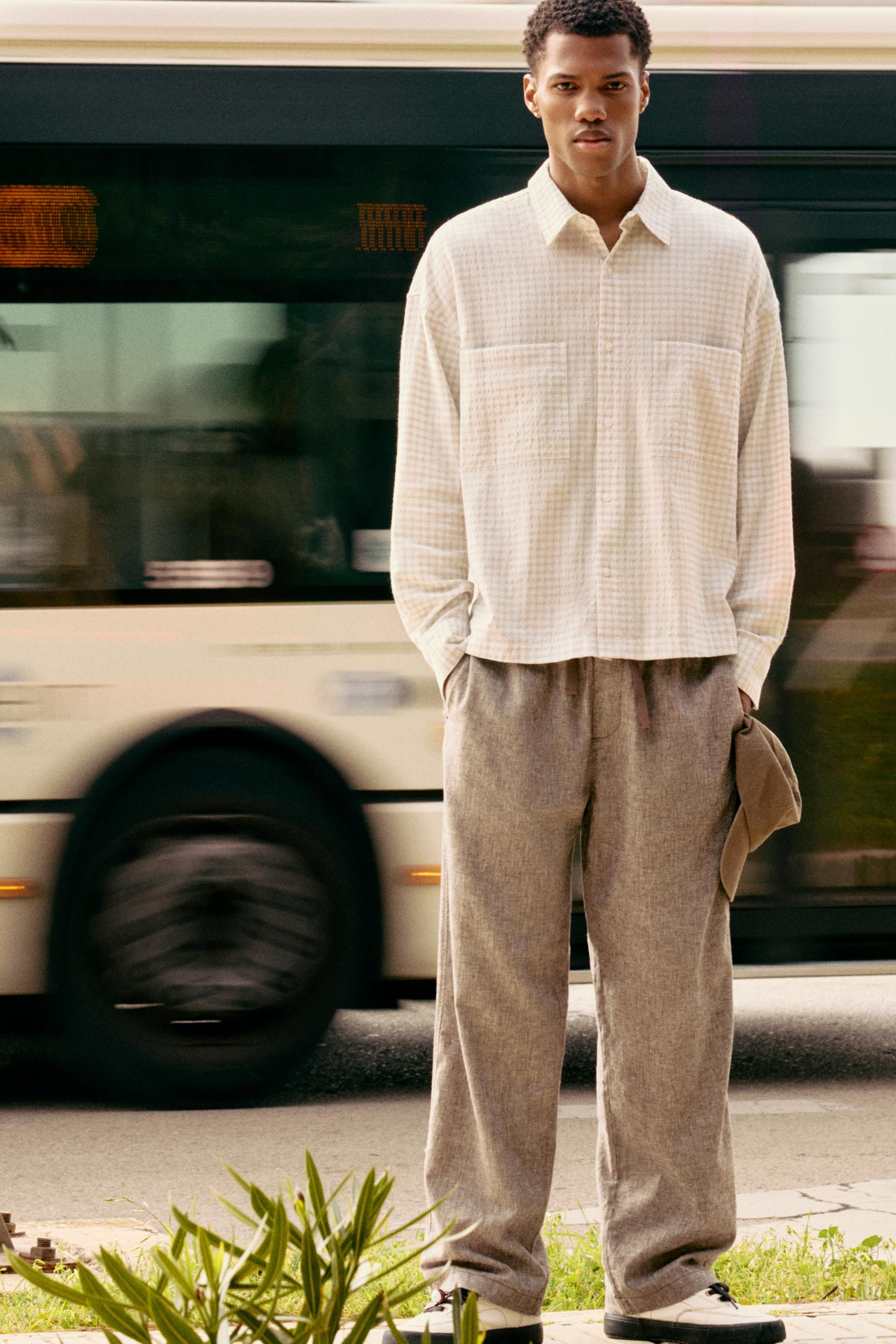 Linen blend jogger trousers — Chocolate