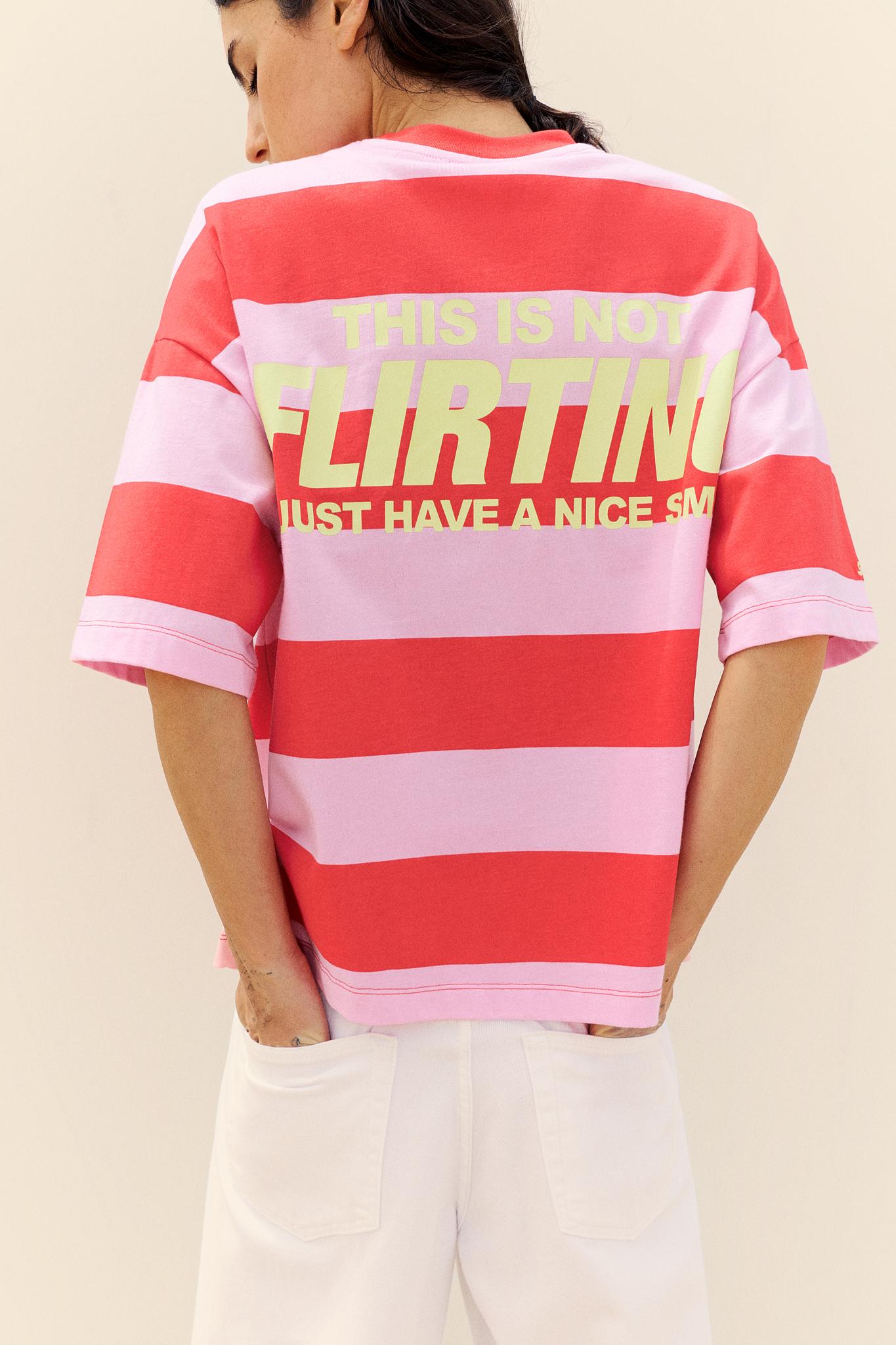Oversize striped graphic T-shirt — Pink