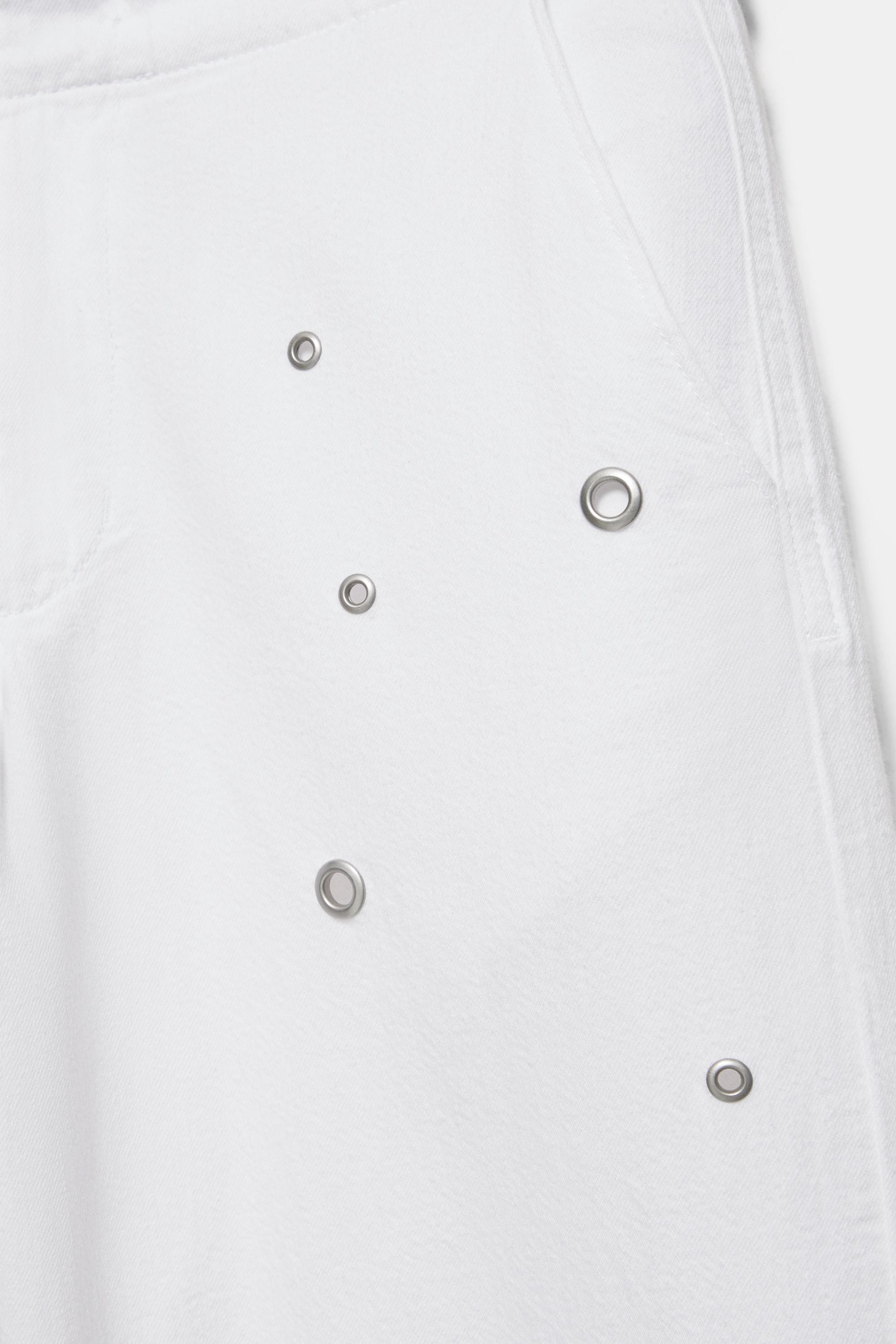 Straight-leg jeans with eyelets — White
