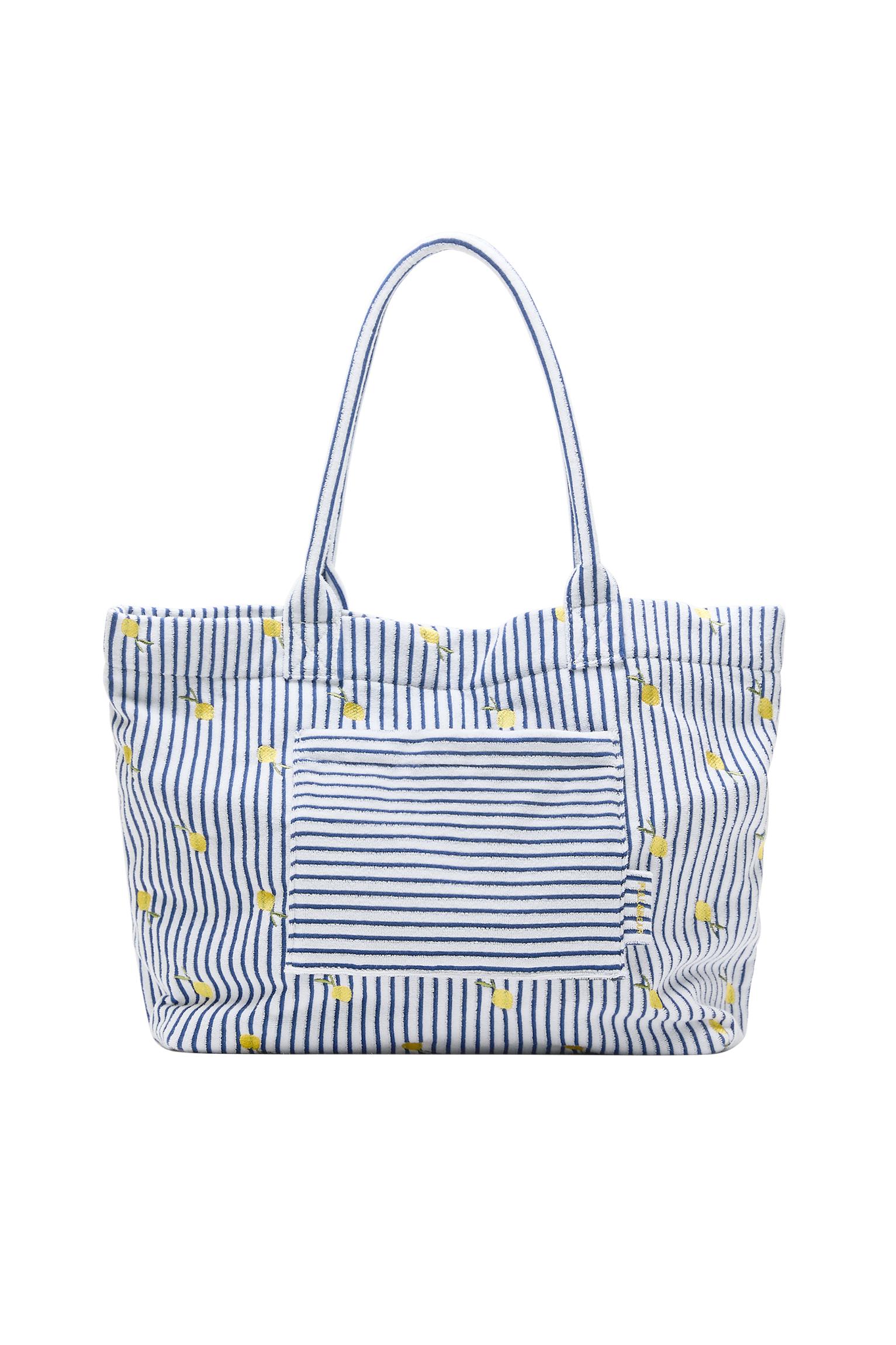 Havlu görünümlü çizgili tote çanta - Görsel 5