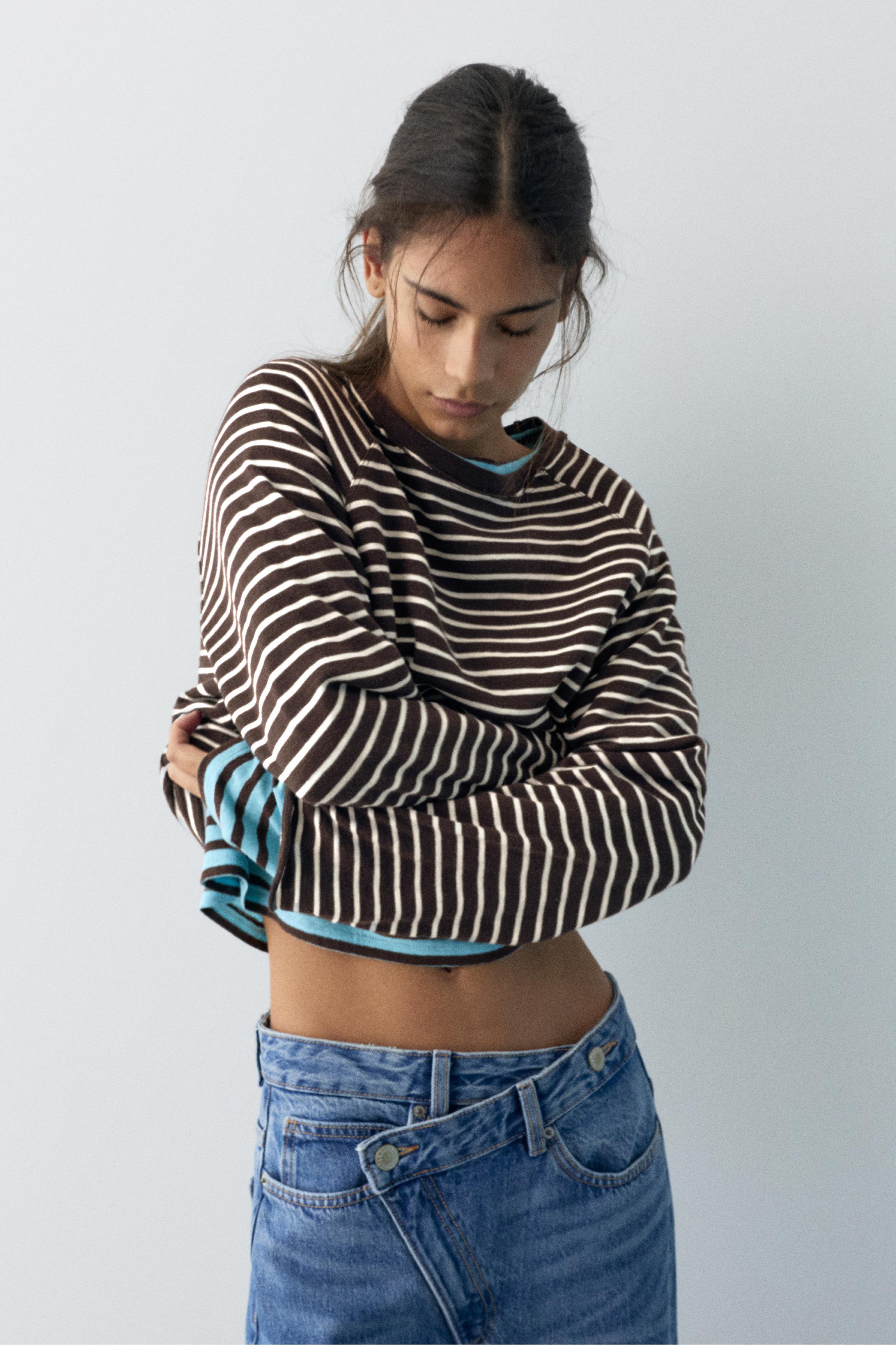 Long sleeve raglan T-shirt — Striped