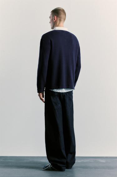 Long sleeve graphic polo shirt — Navy 3