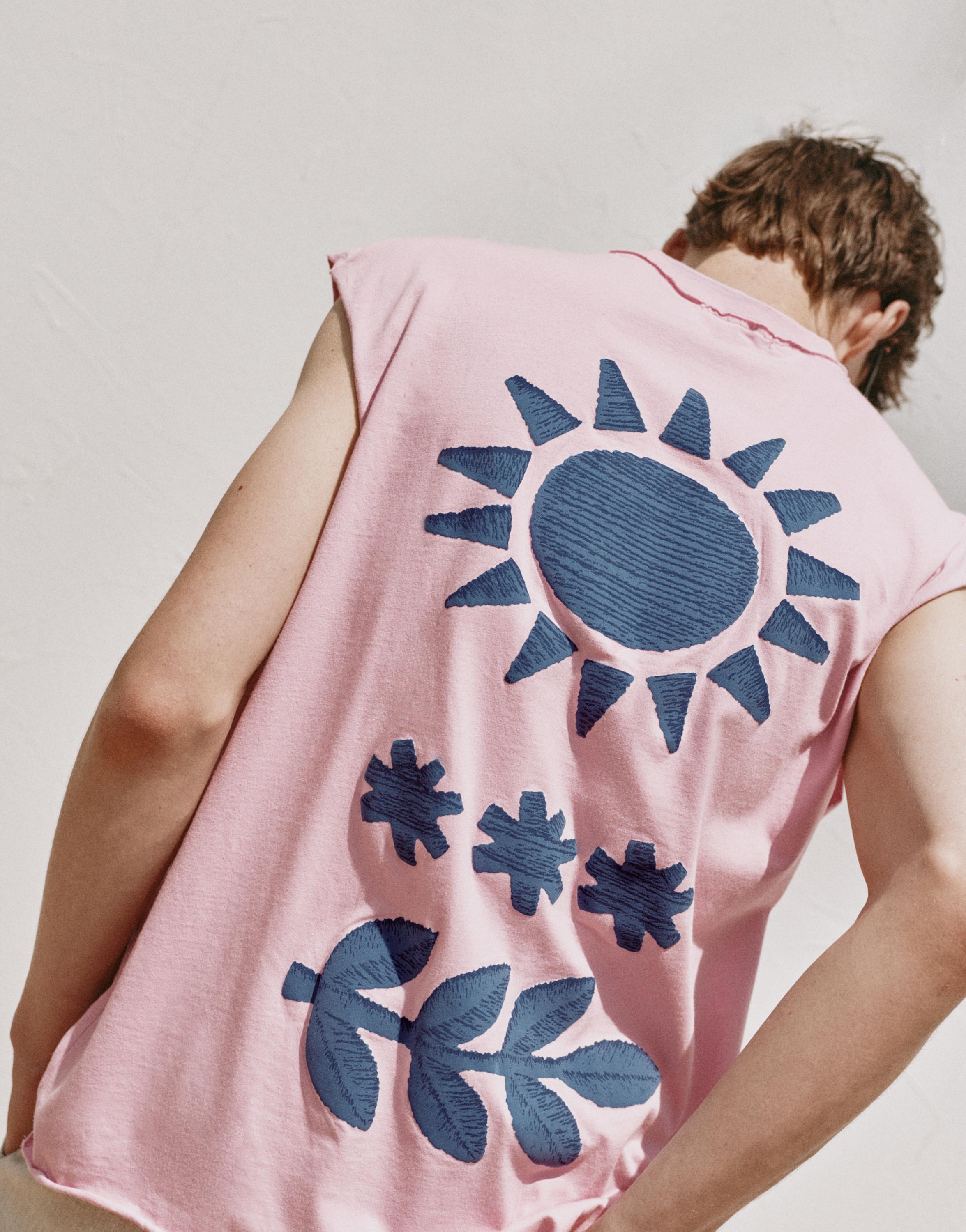 Ibiza boxy sleeveless T-shirt — Pink