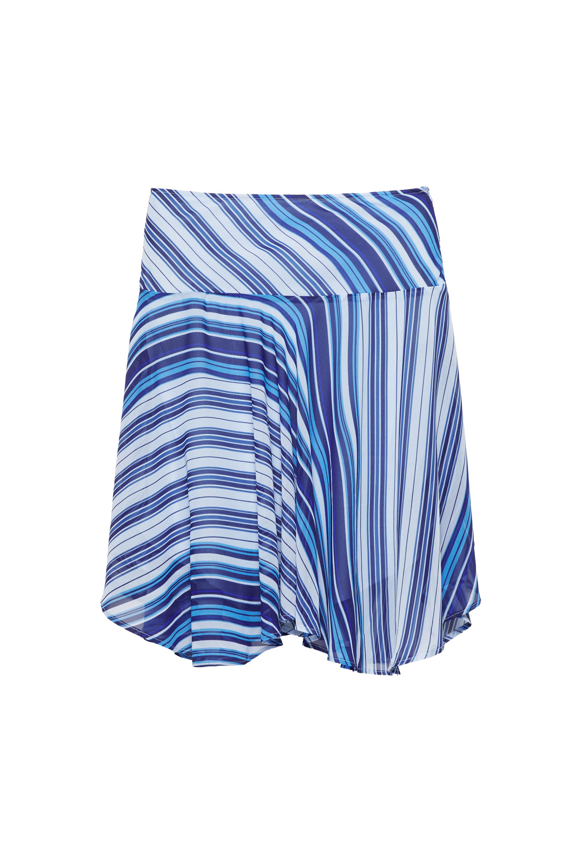 Asymmetric striped midi skirt