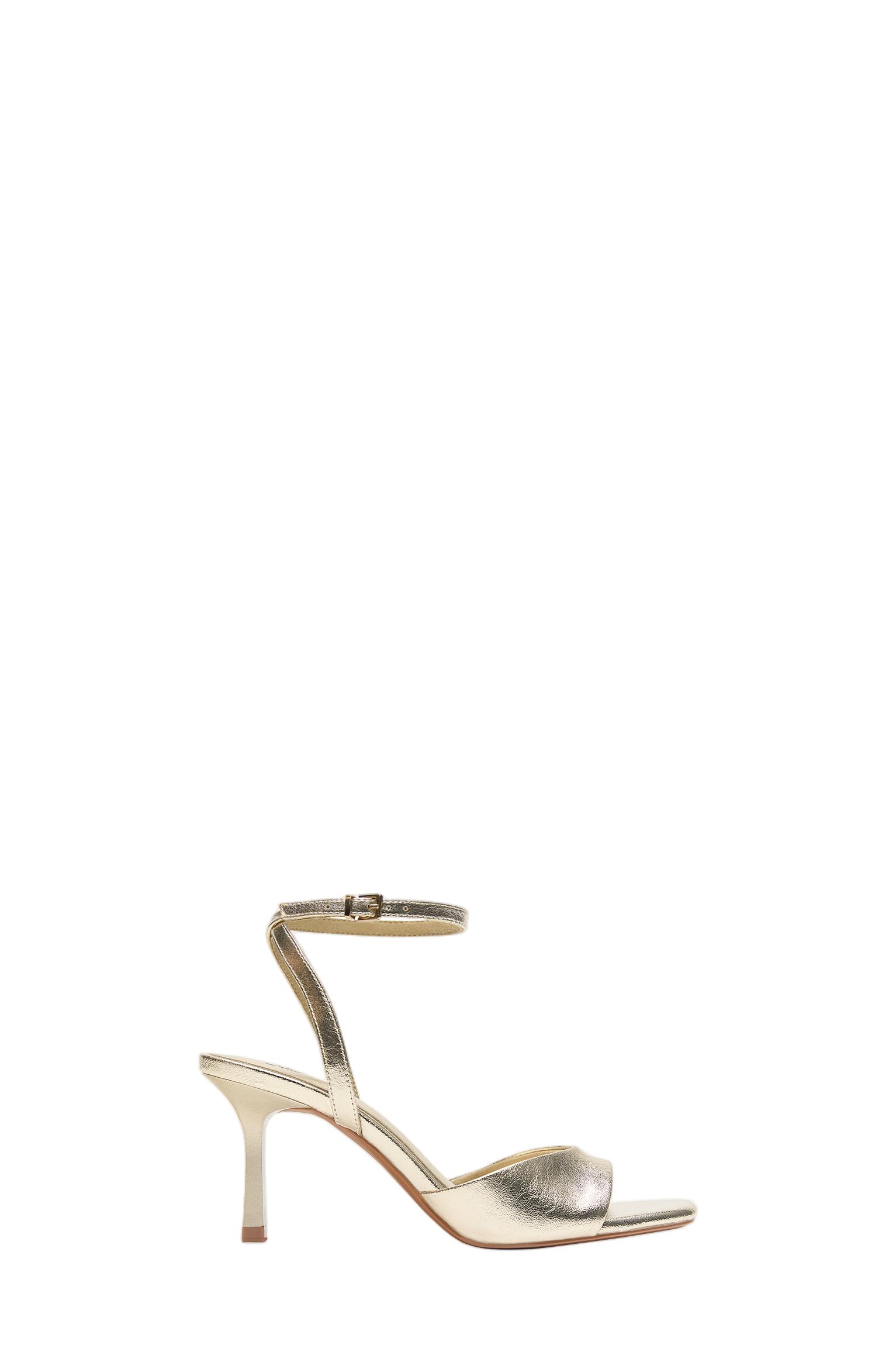 Gold metallic heeled sandals — Gold
