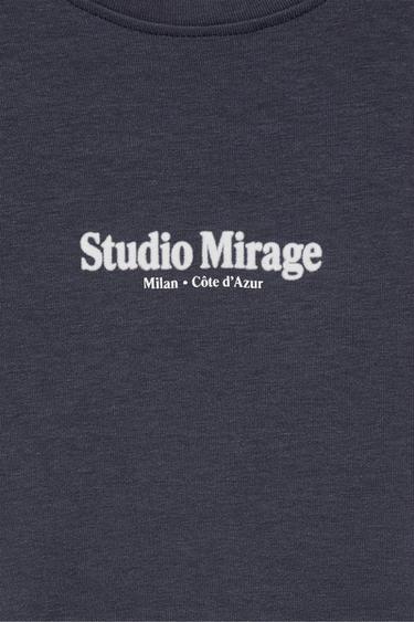 Slim fit graphic T-shirt with raised seams — Grey blue 7