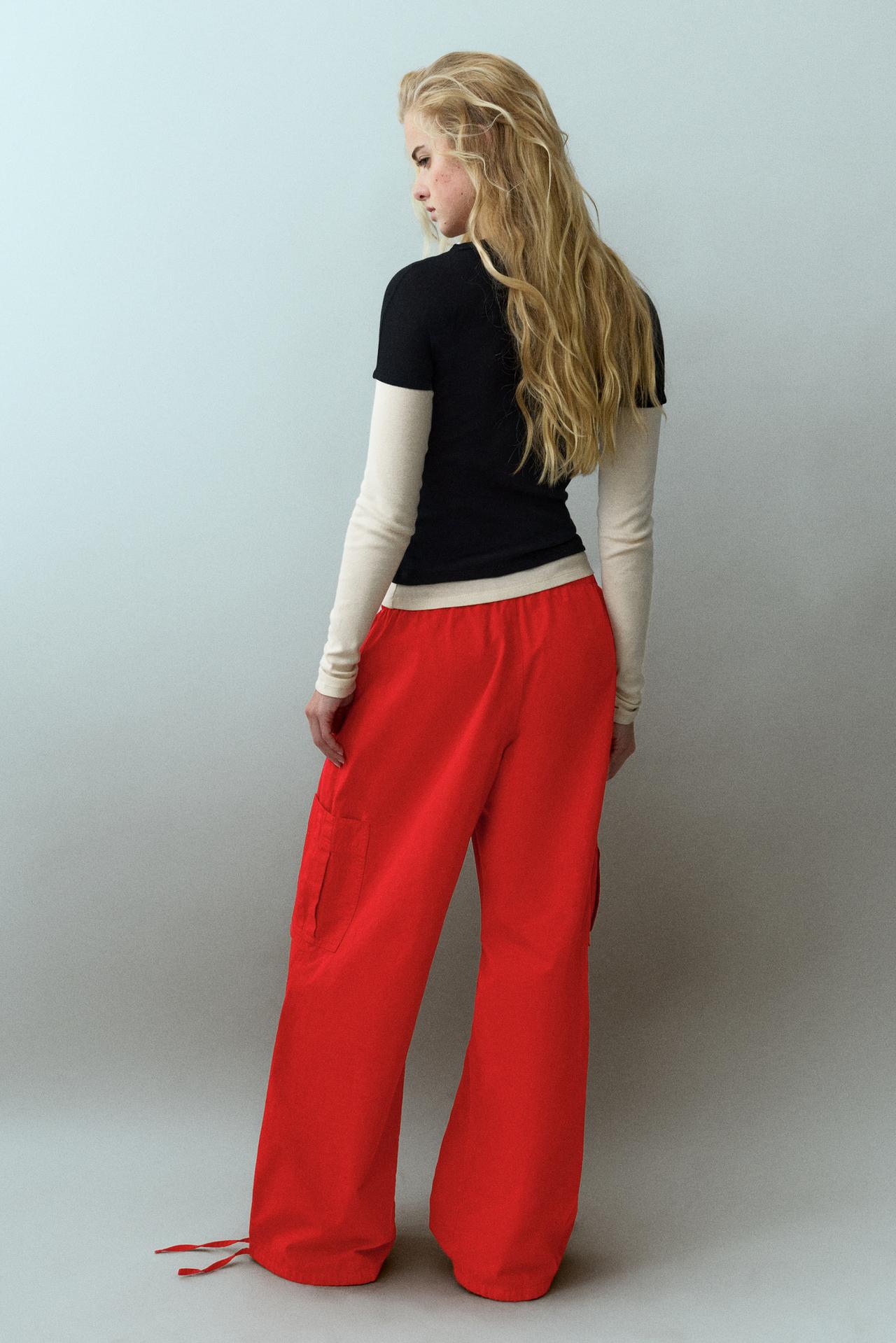 Parachute cargo trousers — Red