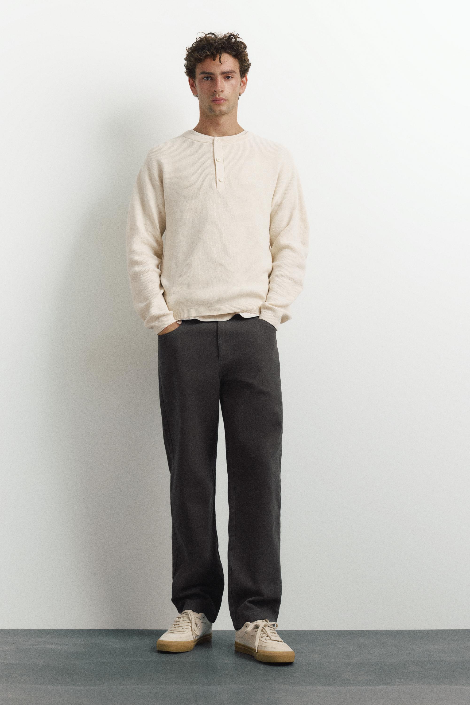 Henley neck jumper — White