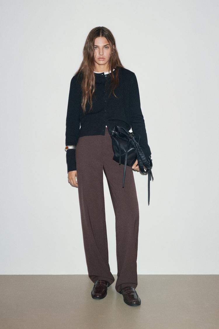 Slim fit straight smart trousers — Brown