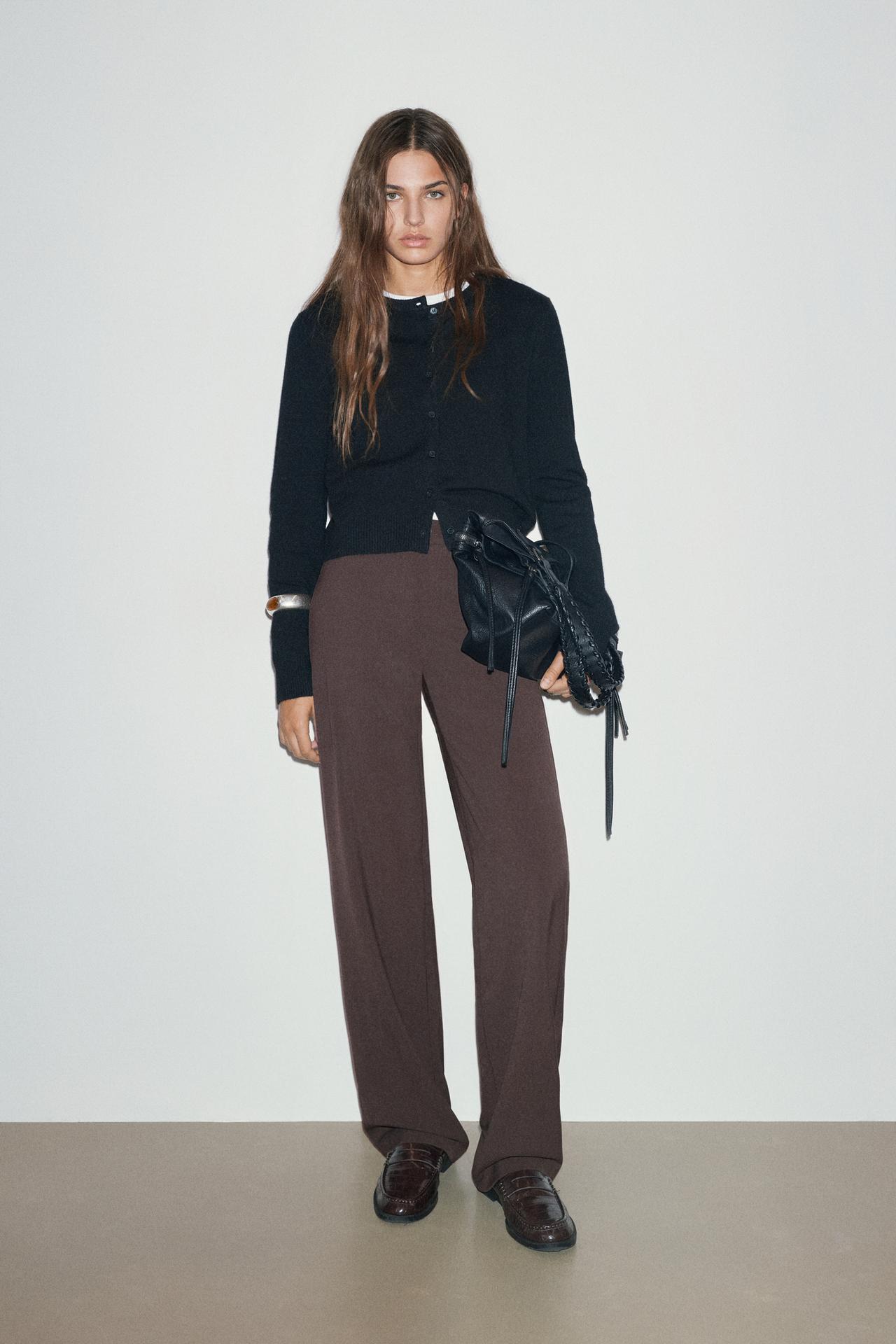 Slim fit straight smart trousers — Brown