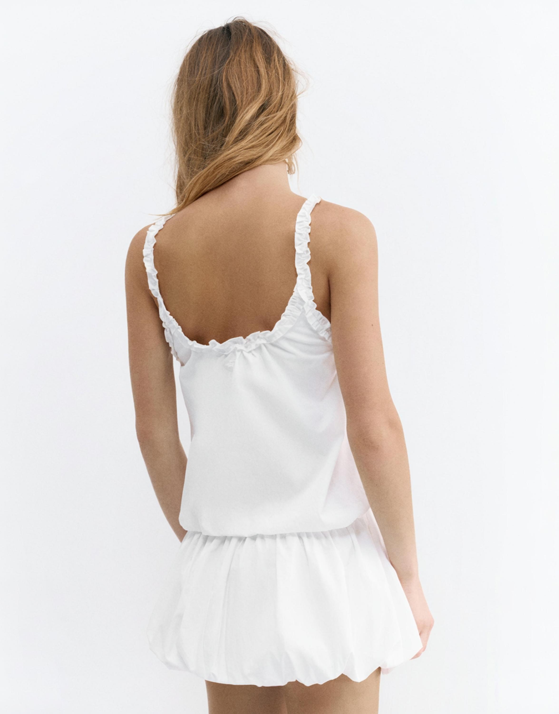 Kısa balon beyaz elbise - Görsel 7