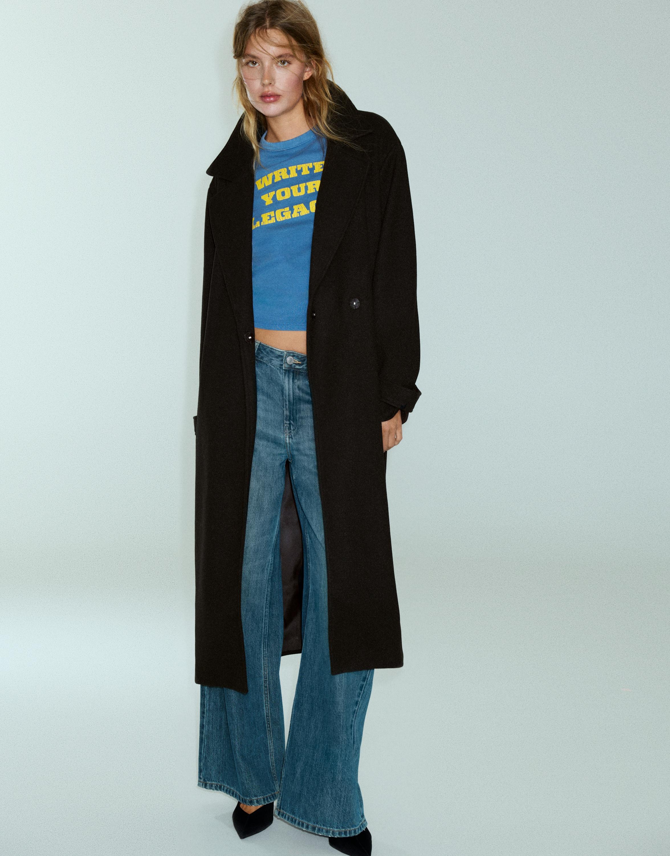 Long belted coat — Black