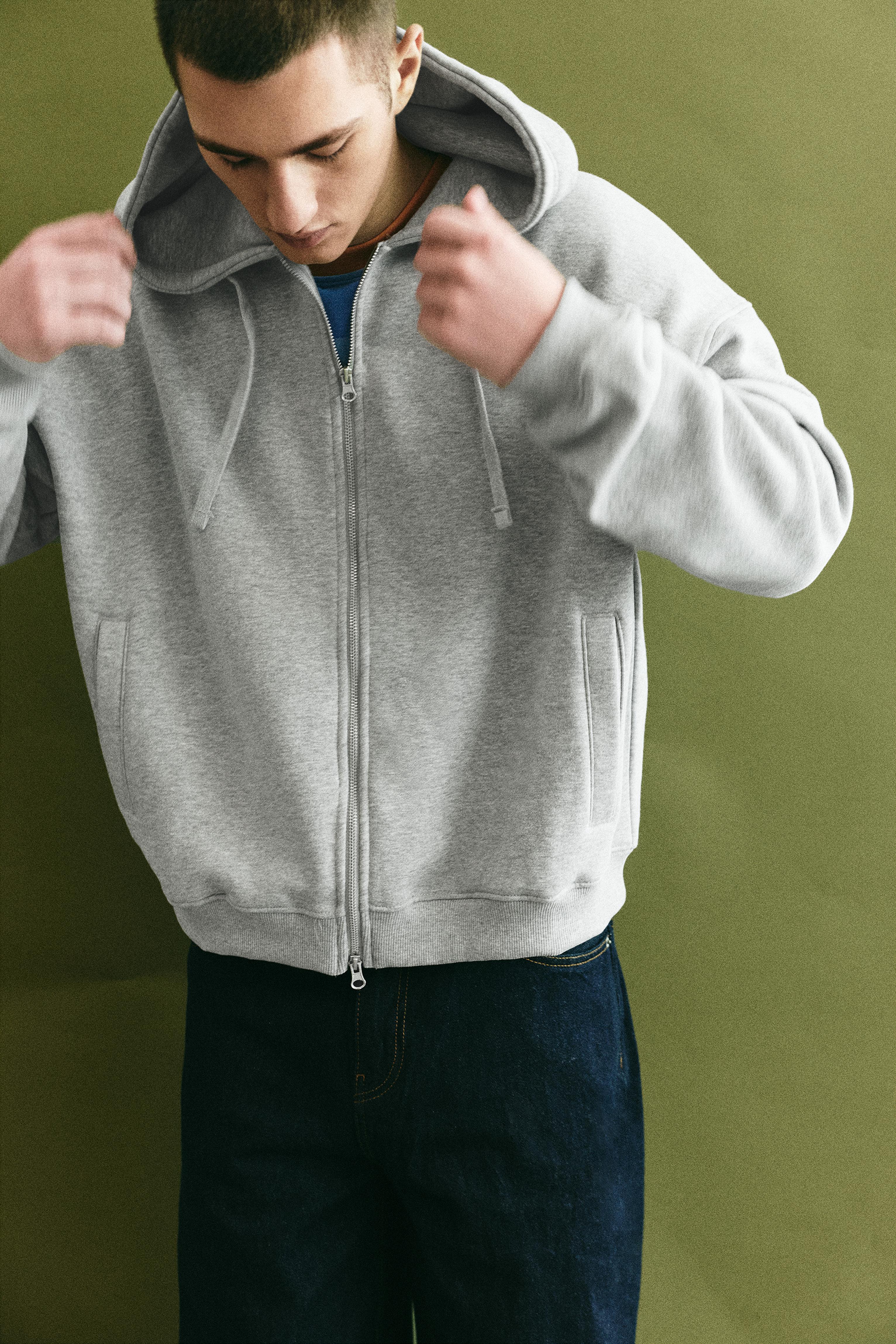 Zip-up hoodie — Grey marl