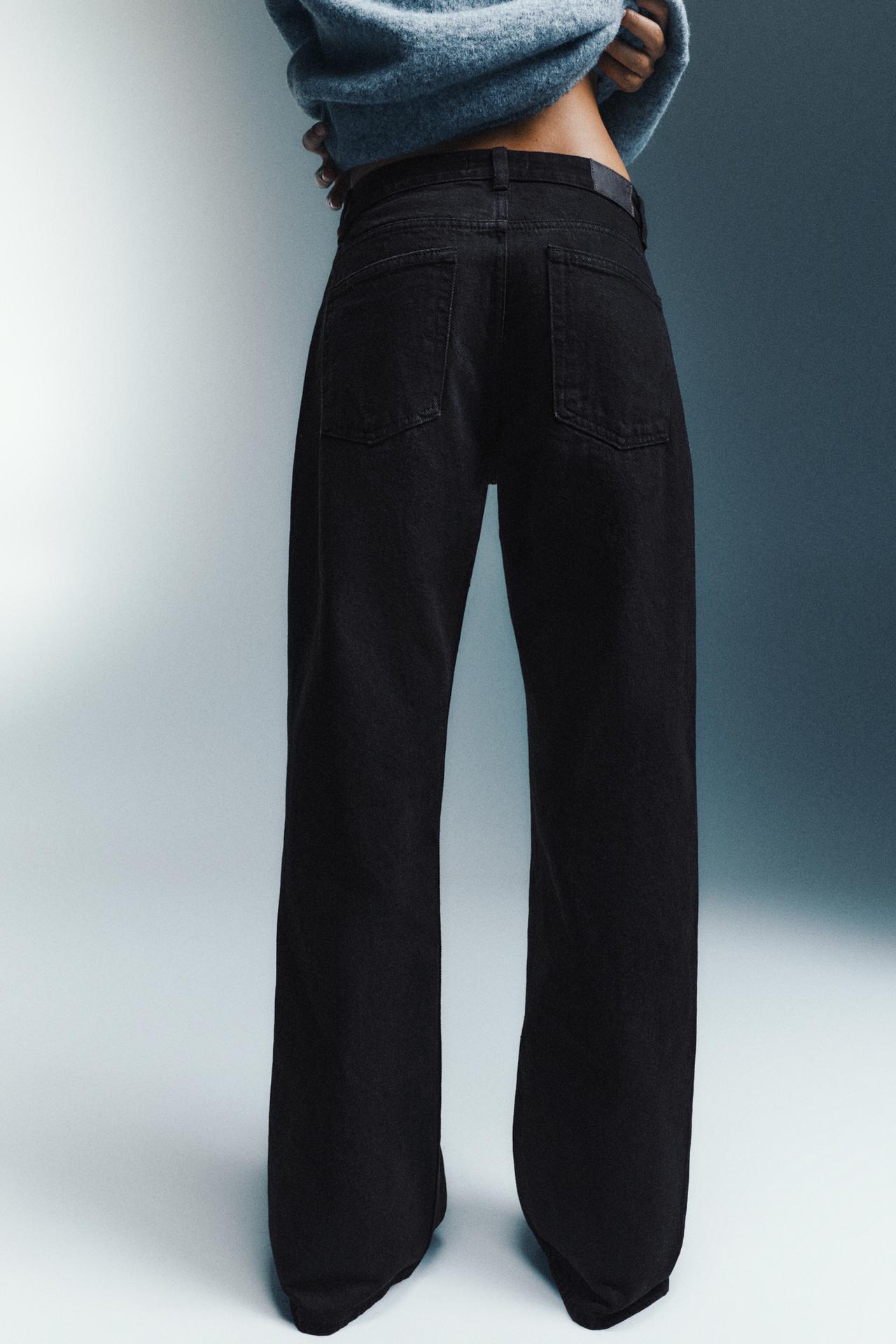 Straight-leg jeans with rhinestones — Black