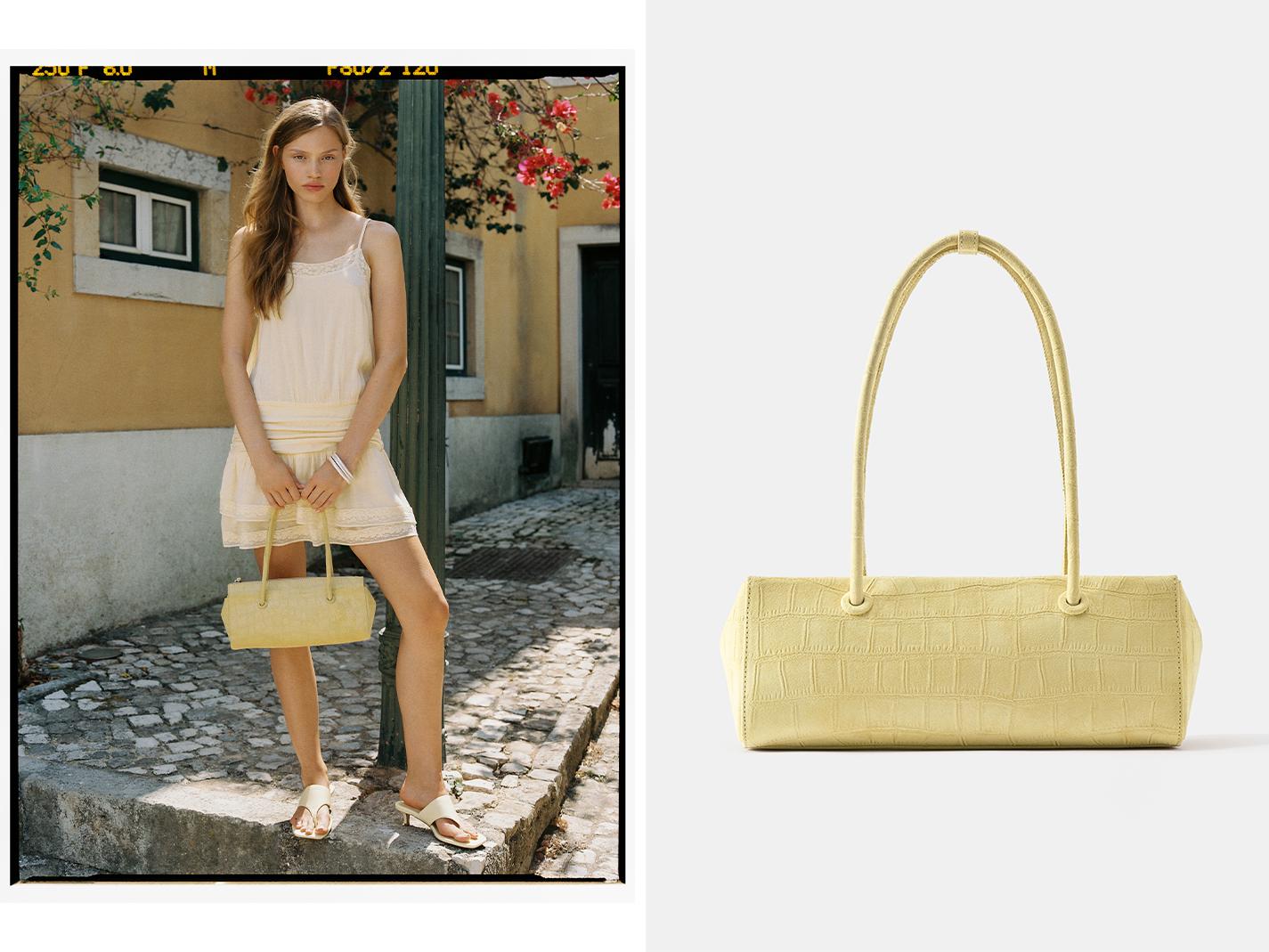 Textured shoulder bag — Yellow