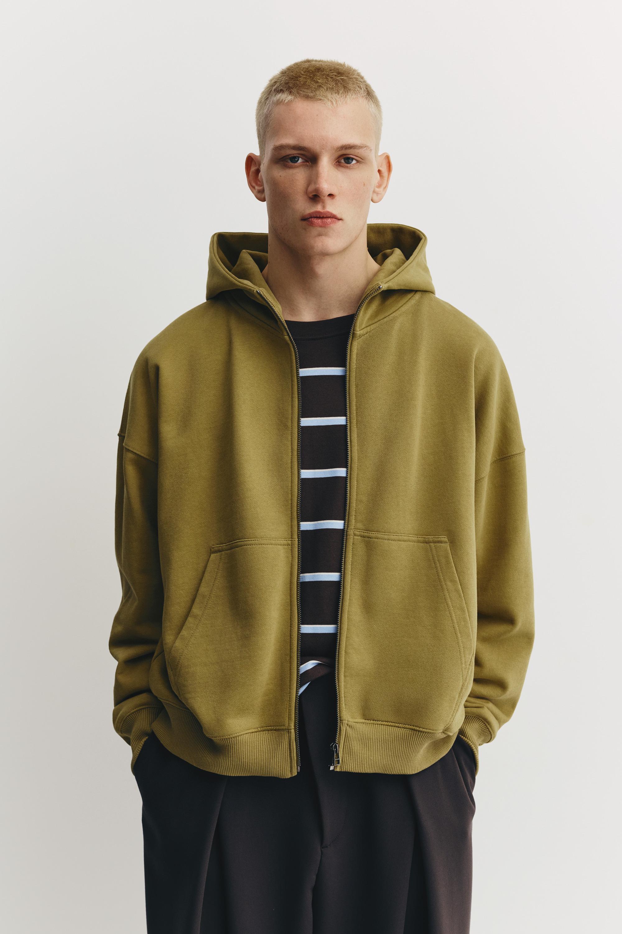 Boxy hoodie with zipper — Lime