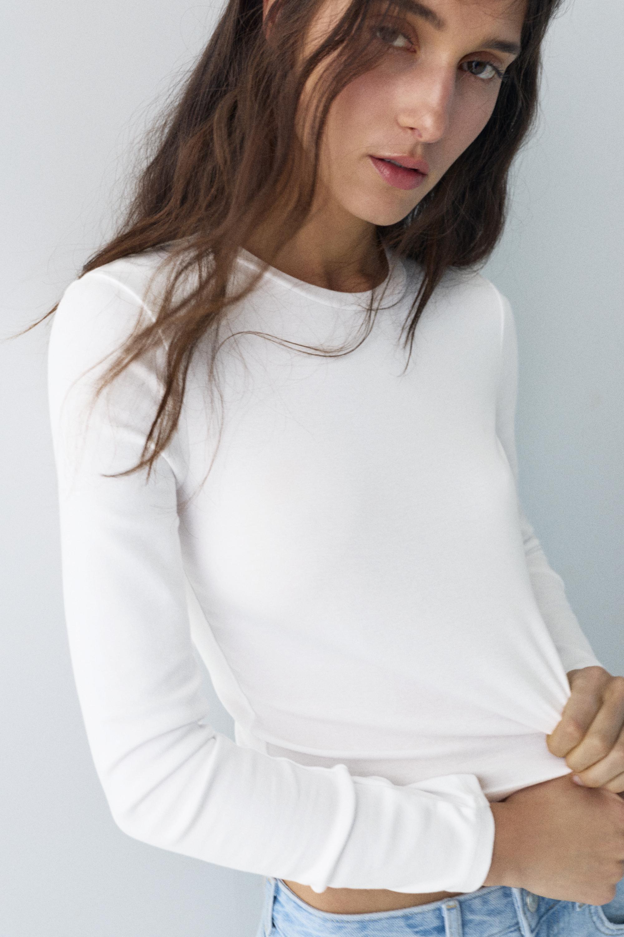 Vücuda oturan uzun kollu t-shirt - Görsel 67
