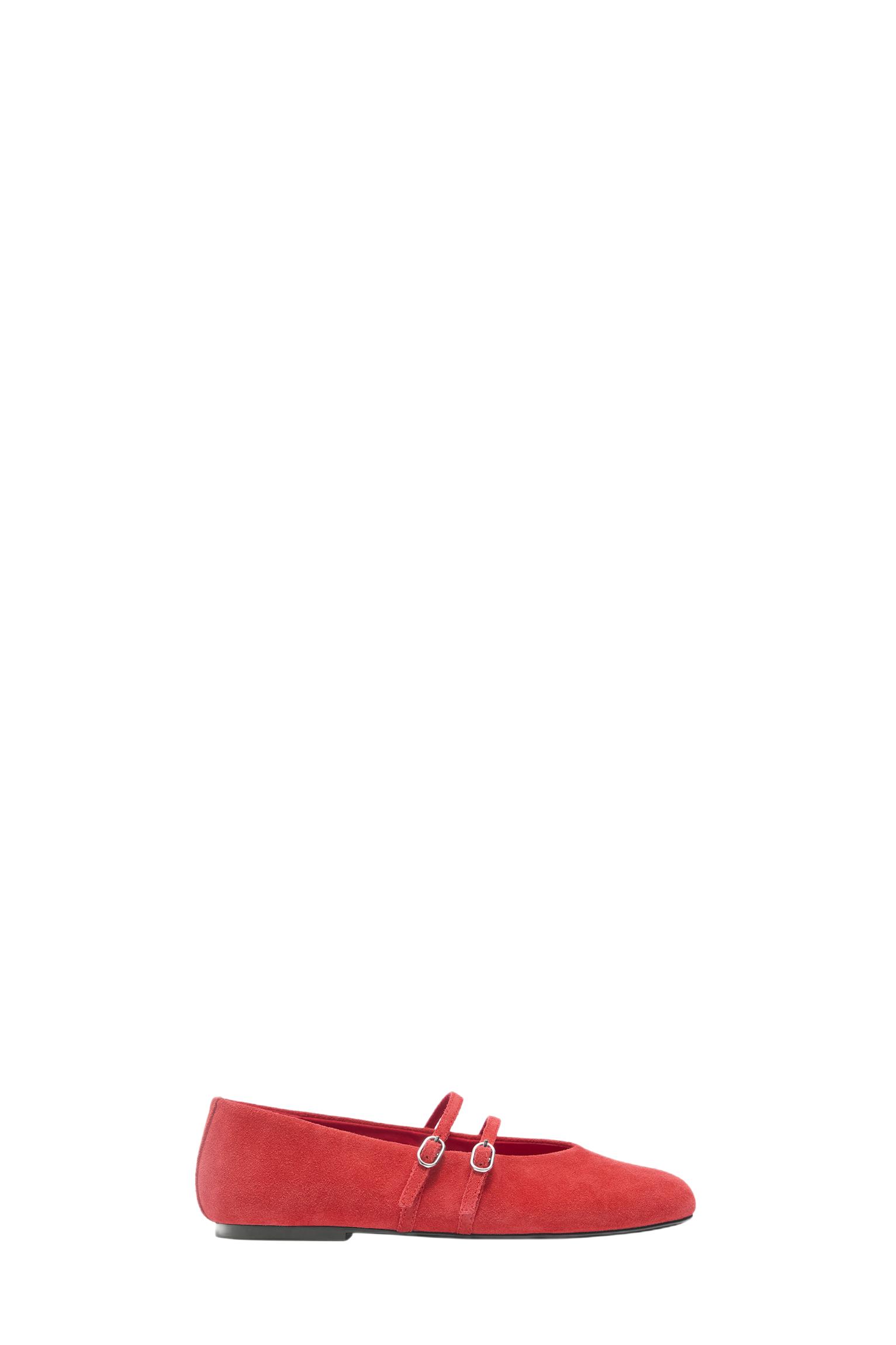 Leather strap ballerinas — Red