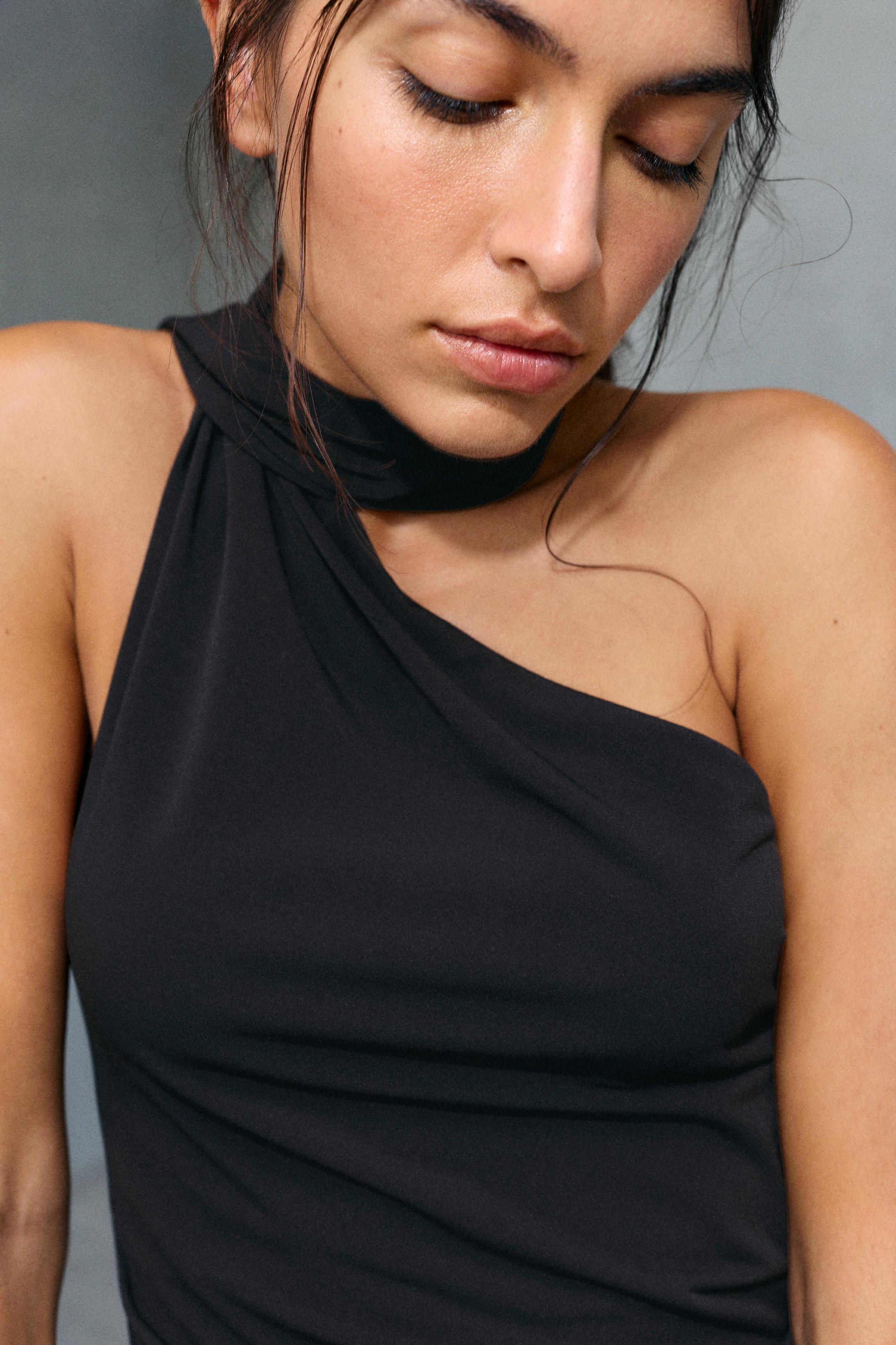 Scarf-style halter top — Black