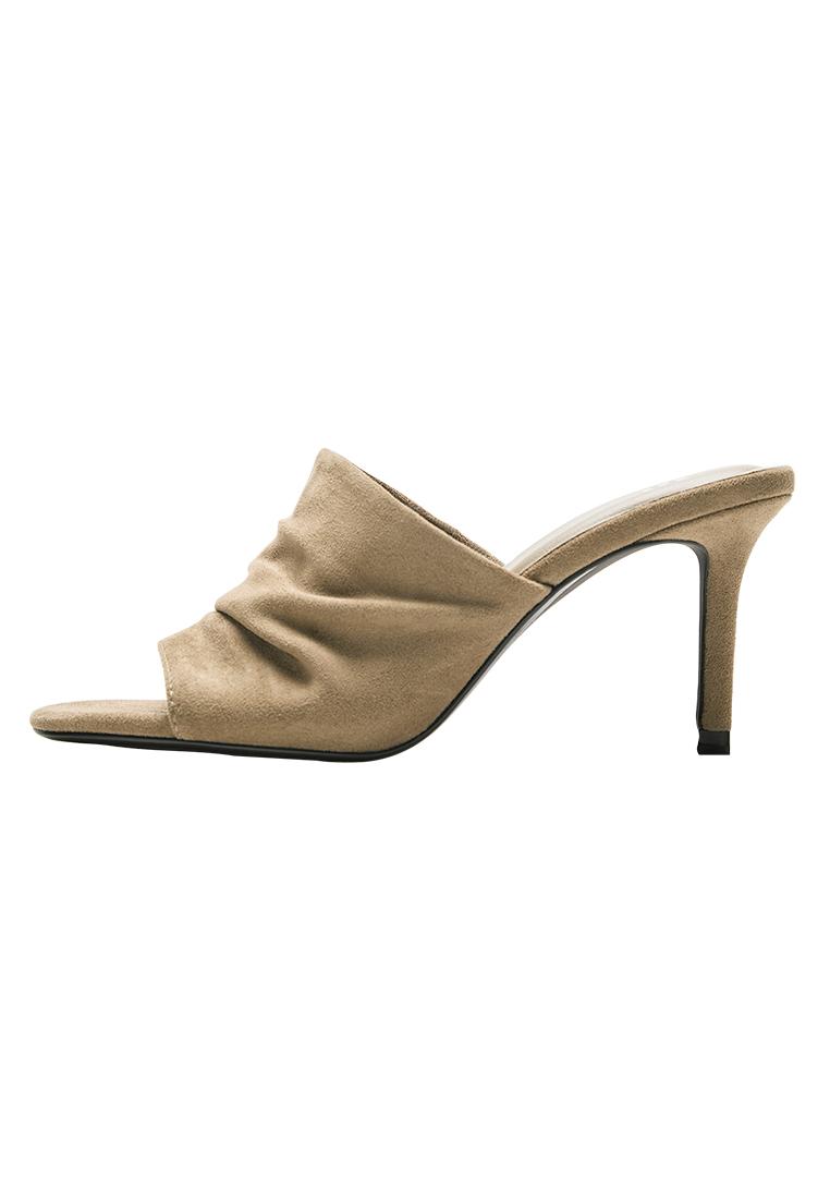 Gathered high-heel sandals — Sand