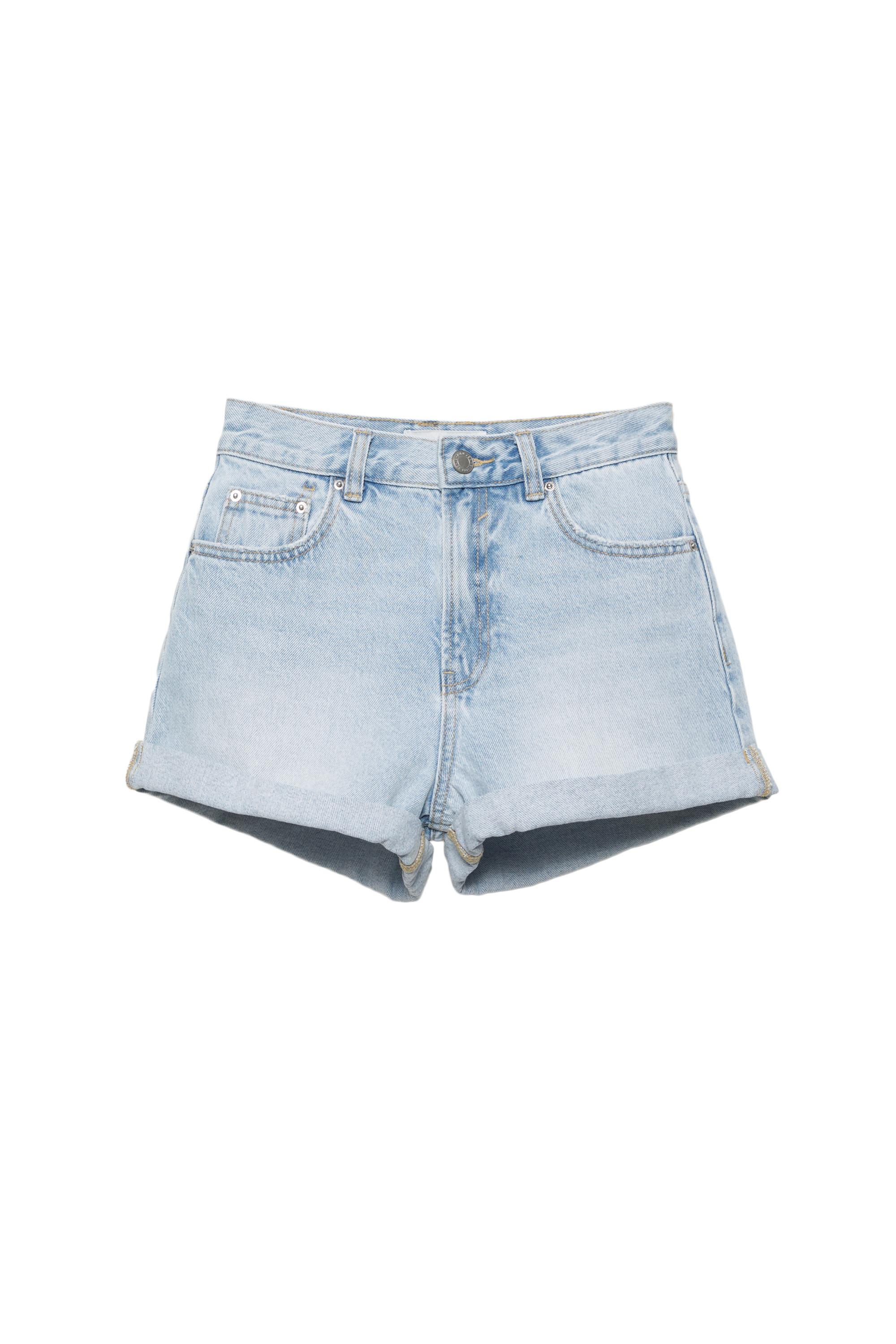 Mom fit paçası kıvrık denim şort - Görsel 31