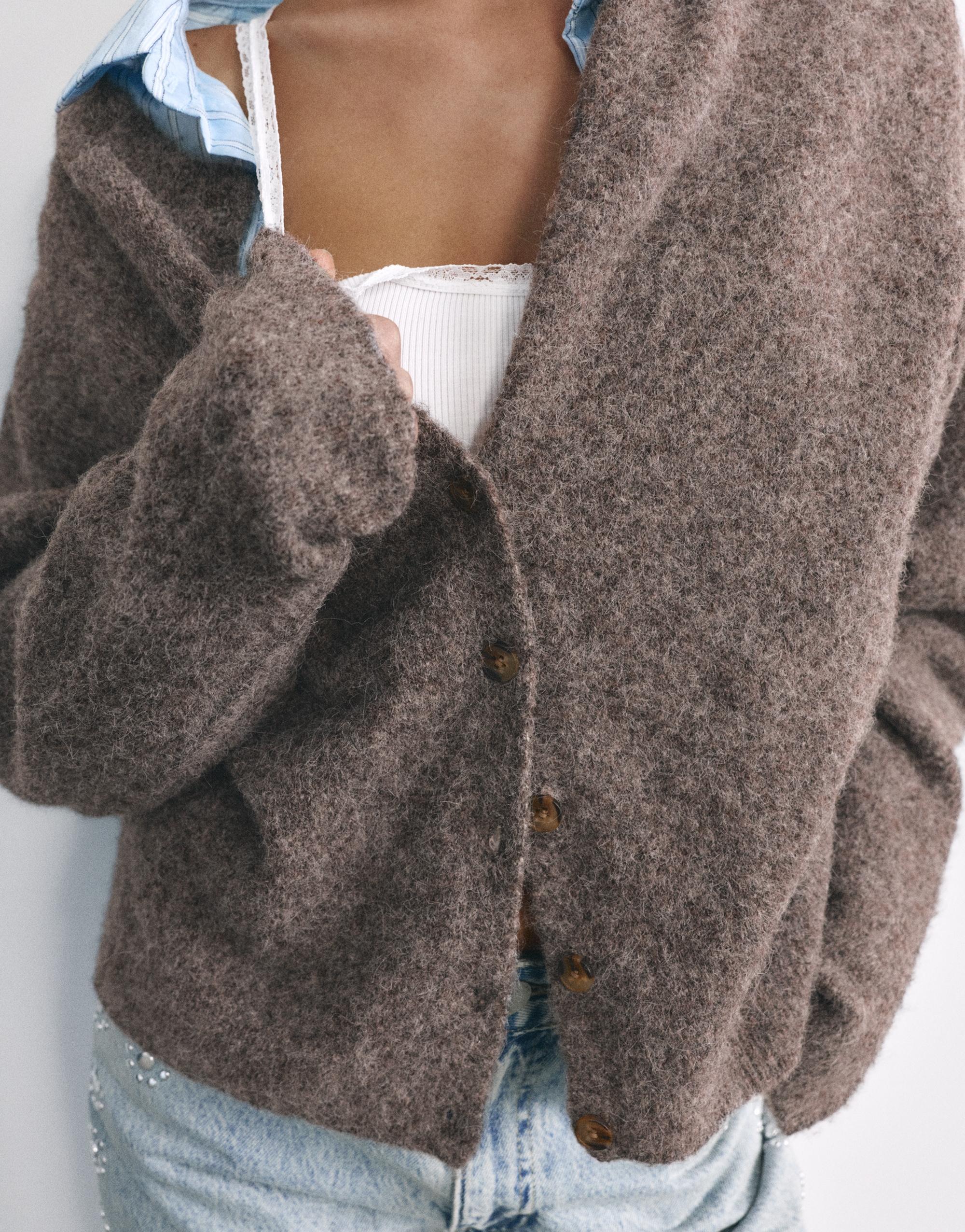 Soft knit cardigan — Brown