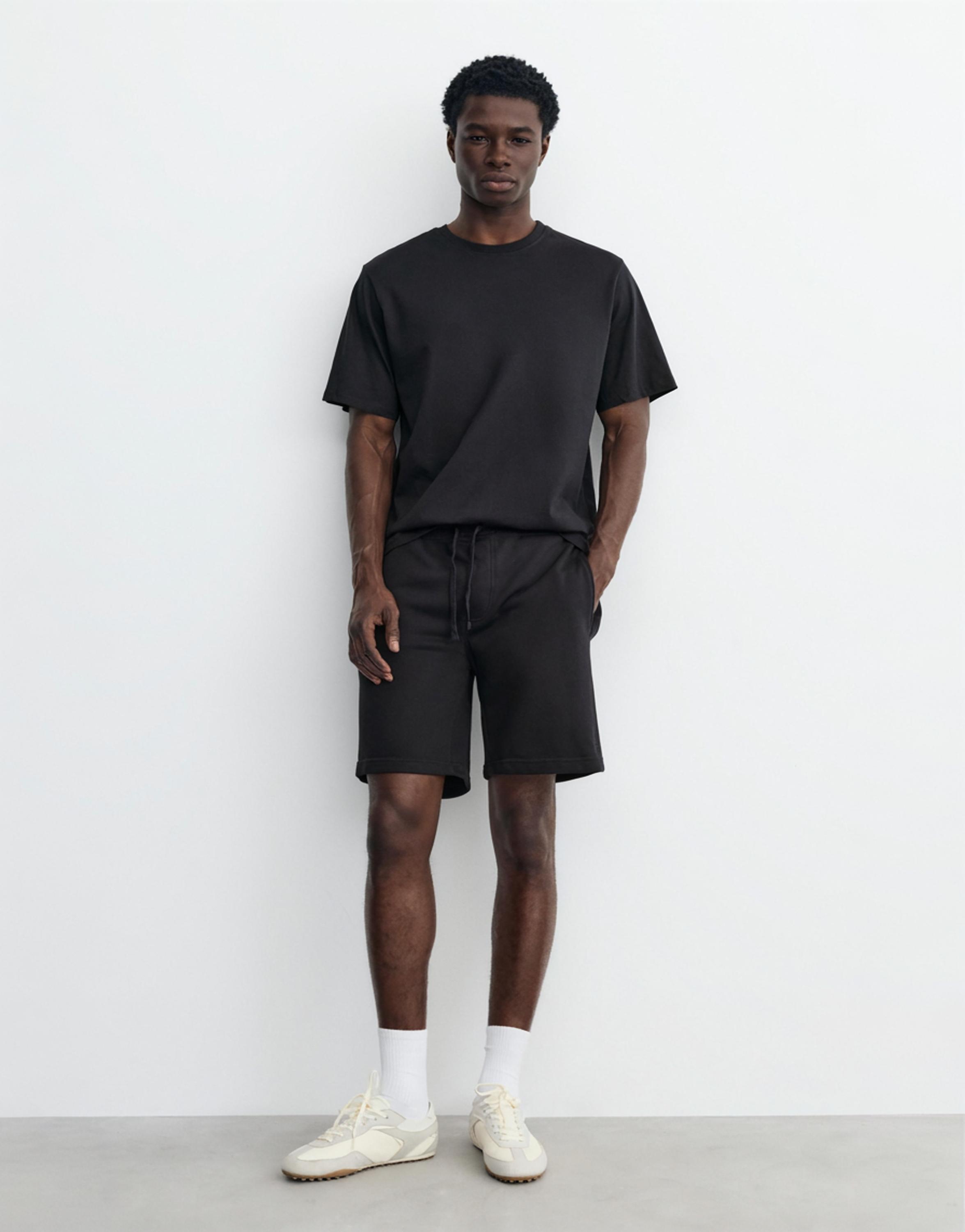 Pack of Bermuda jogger shorts and T-shirt — Dark navy