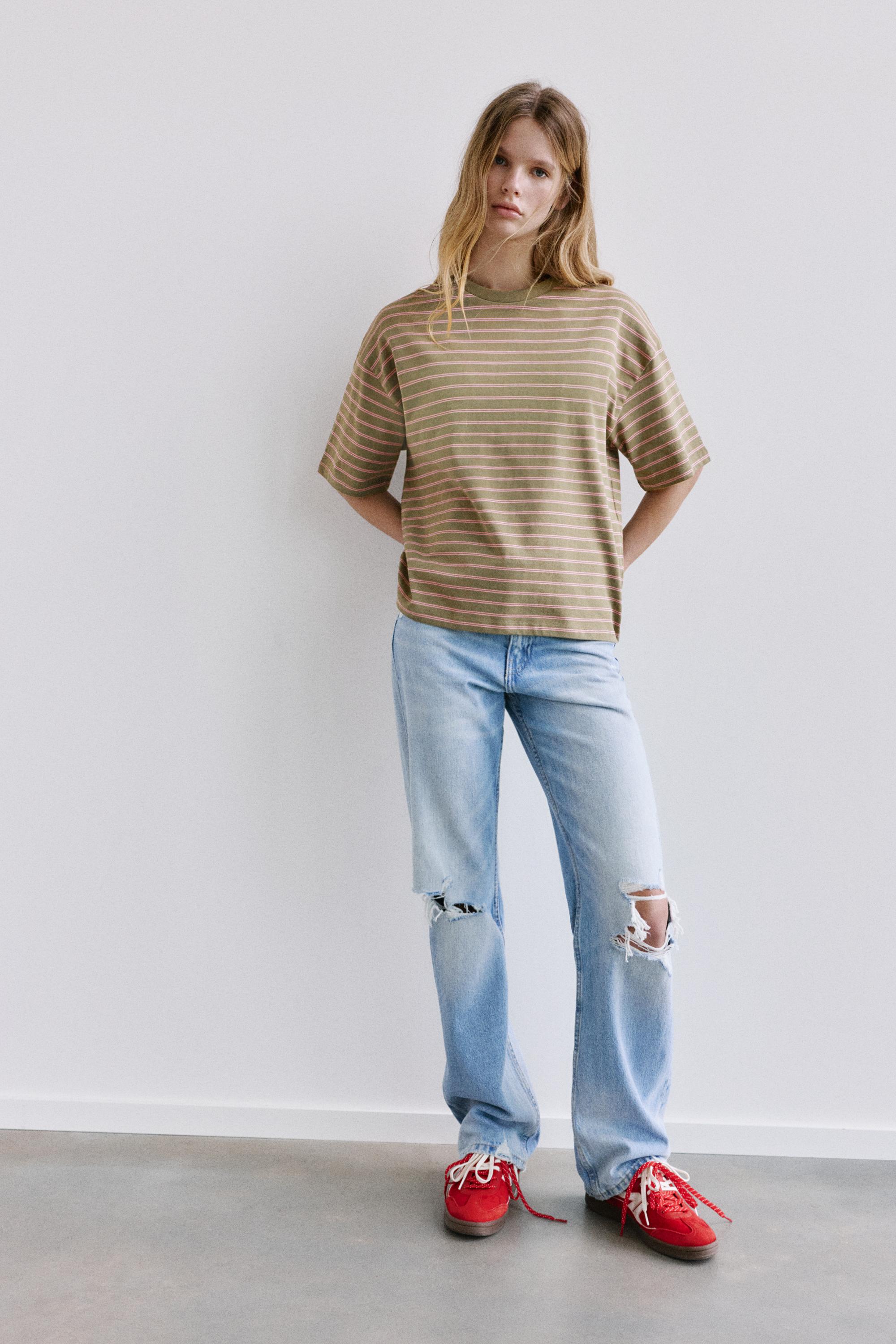 Oversize short sleeve T-shirt — Striped