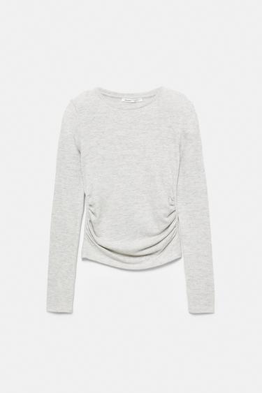 Soft touch gathered T-shirt — Pale marl 6