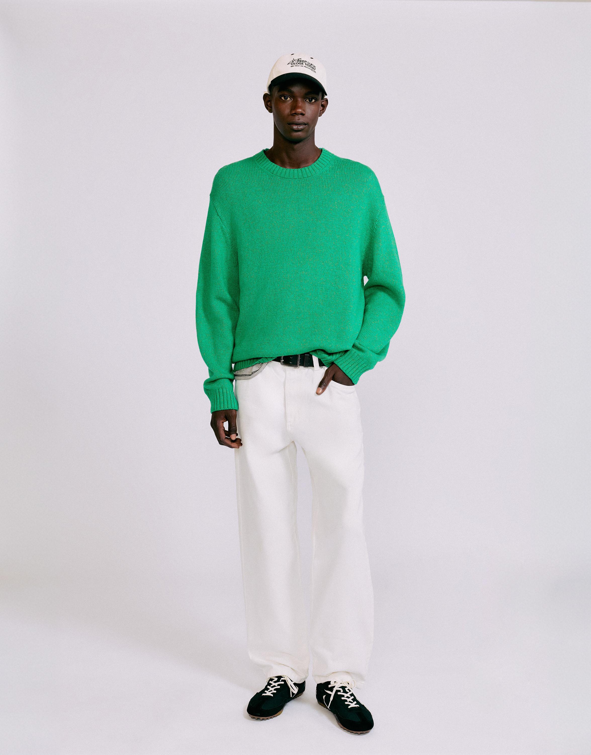Round neck jumper — Green